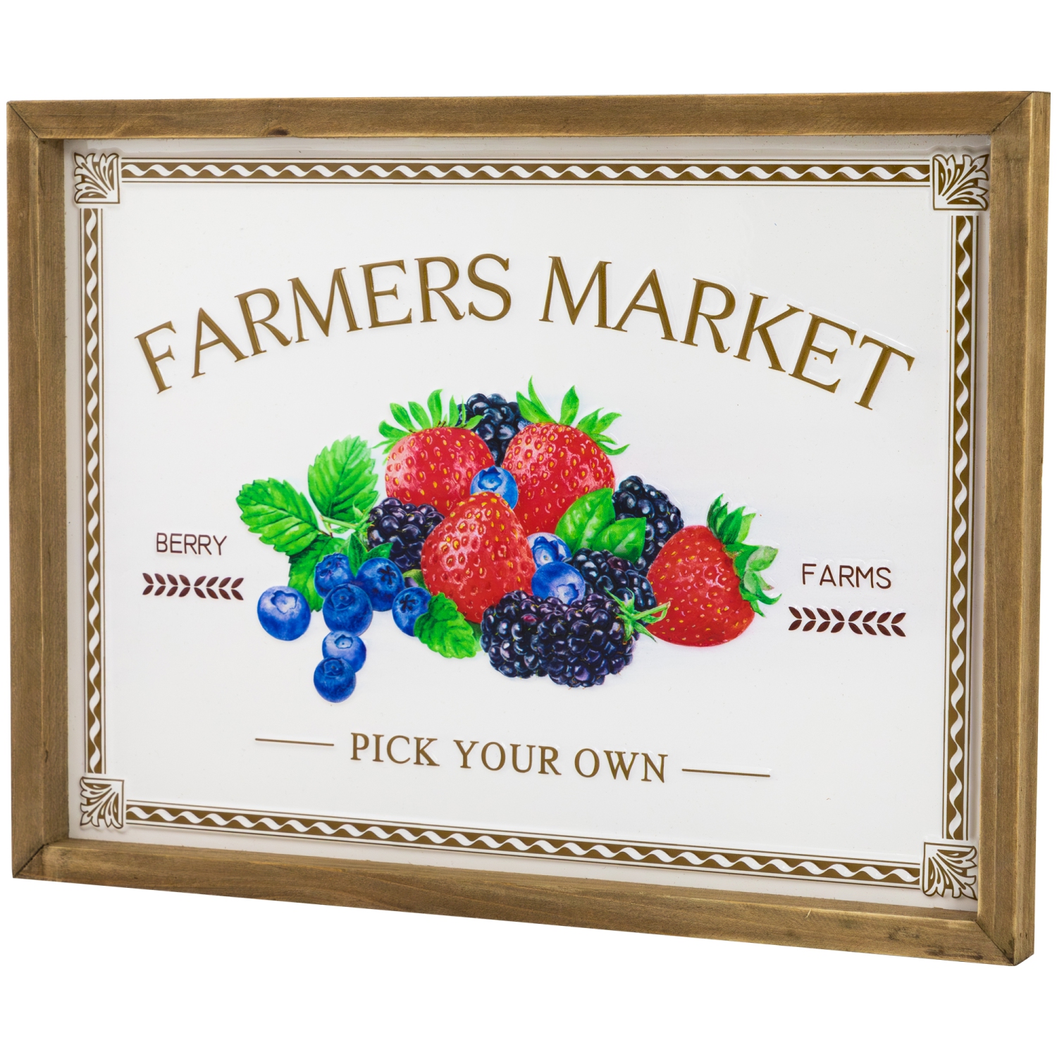 Affiche murale en métal encadrée « Farmers Market » - 15,75 po