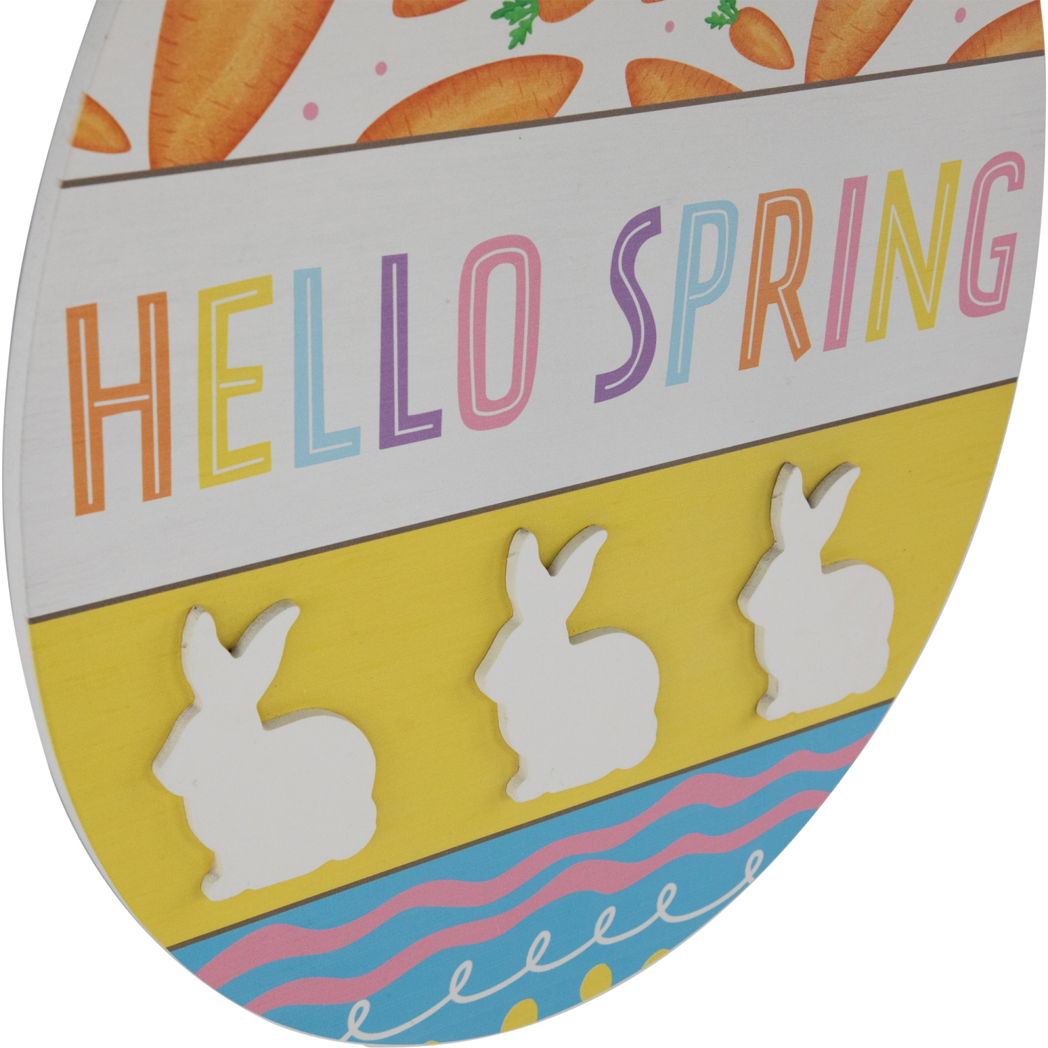 Hello Spring Easter Egg Wooden Wall Sign - 15.75"