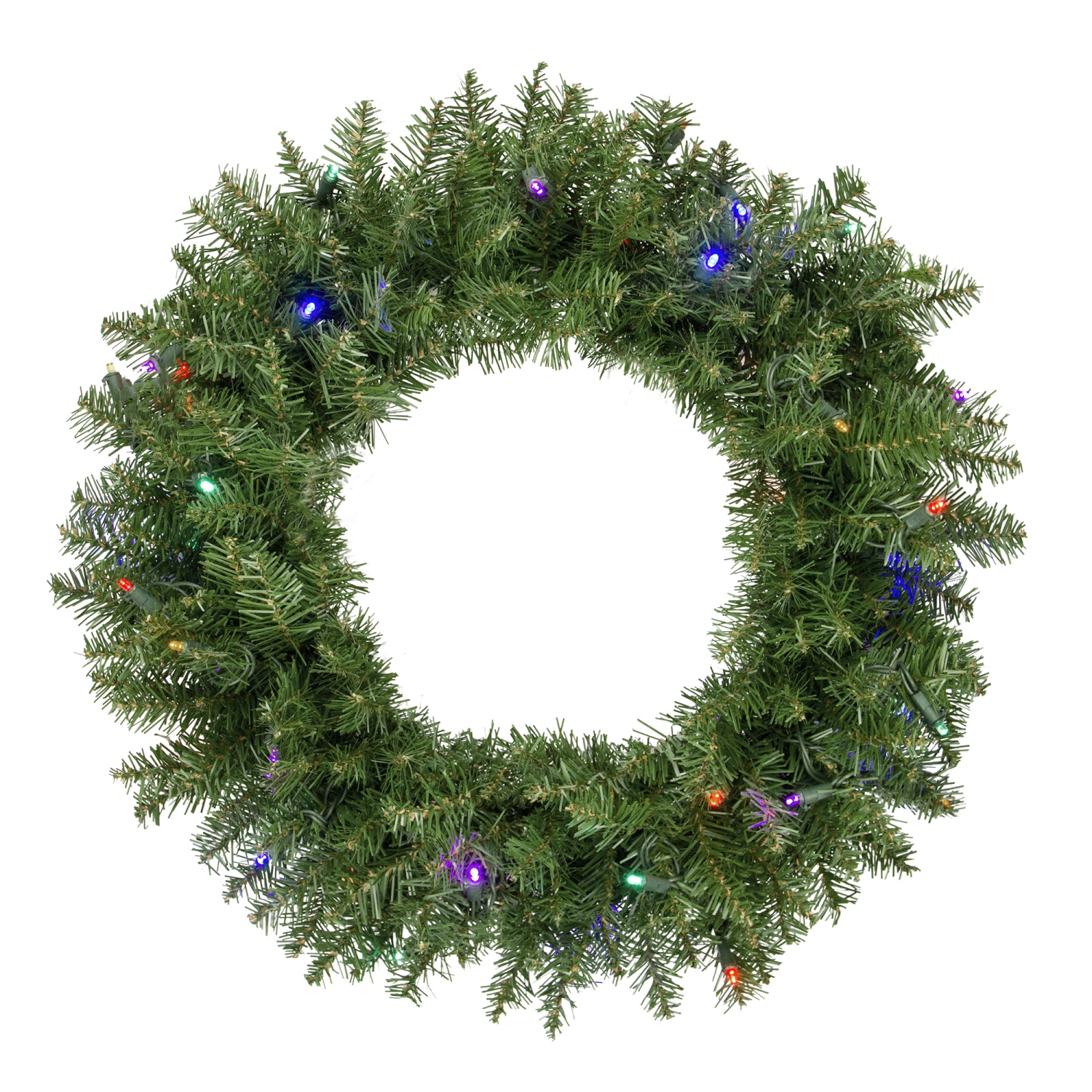 Pre-Lit Rockwood Pine Artificial Christmas Wreath - 24" - Multi LED Lights