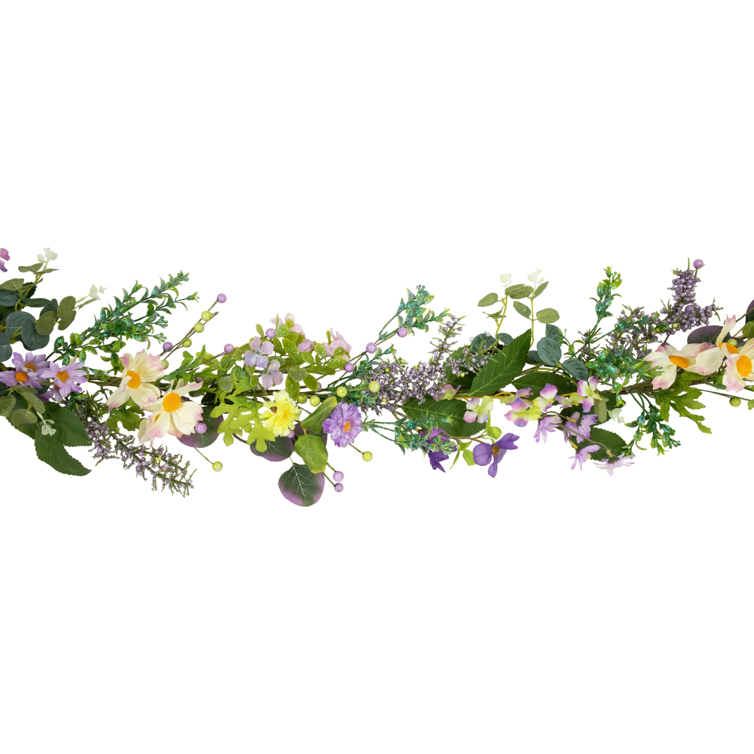 Guirlande de printemps marguerites et assortiment de fleurs - 5 pi - Violet