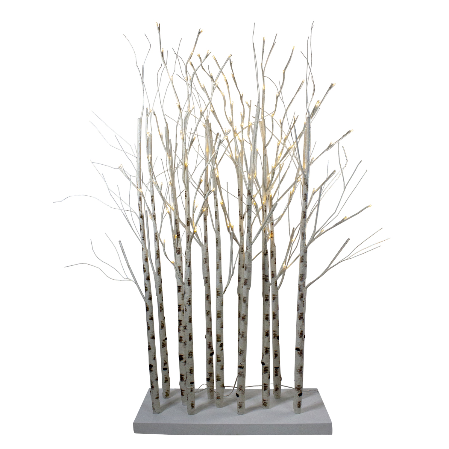 LED Lighted White Birch Twig Tree Cluster Christmas Decoration - 4'