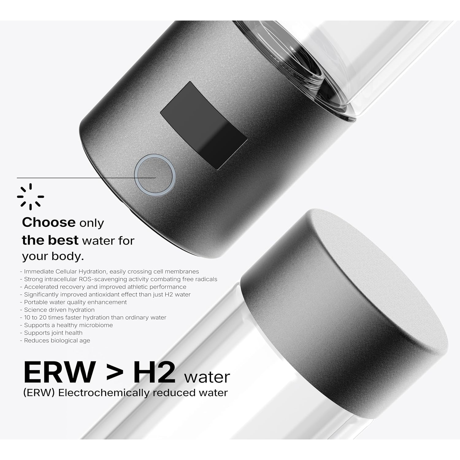 Python Bionic Hydrogen Water Bottle - Clinically Tested SPE & PEM Technology for Healthy Aging and Cellular Renewal - Anti-Aging Water Ionizer for