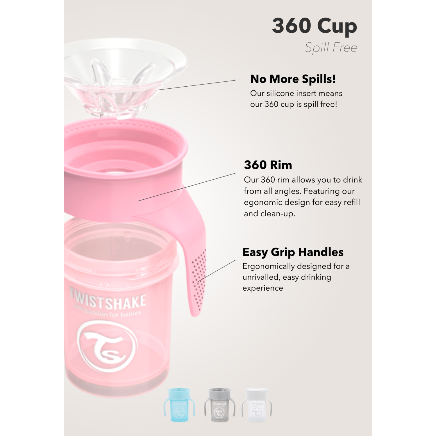 Twistshake 360 tasses 6+m Bleu pastel