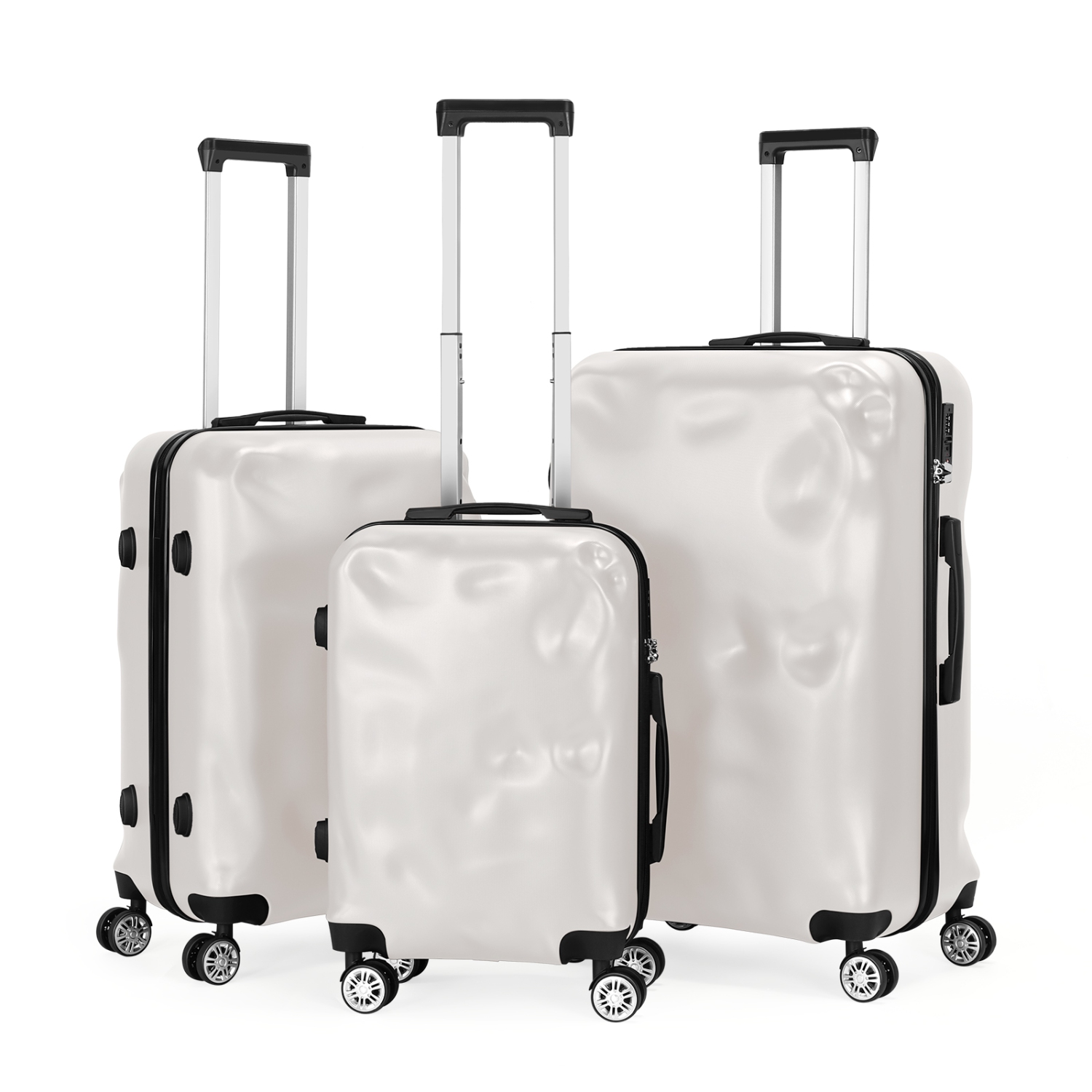 HIKOLAYAE 3-Piece Spinner Travel Luggage Set with Hard Shell and TSA Lock, White