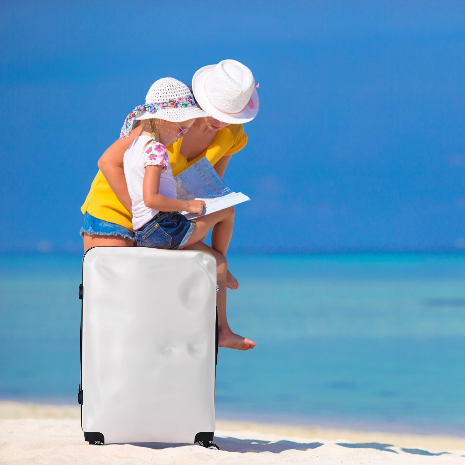 HIKOLAYAE 3-Piece Spinner Travel Luggage Set with Hard Shell and TSA Lock, White