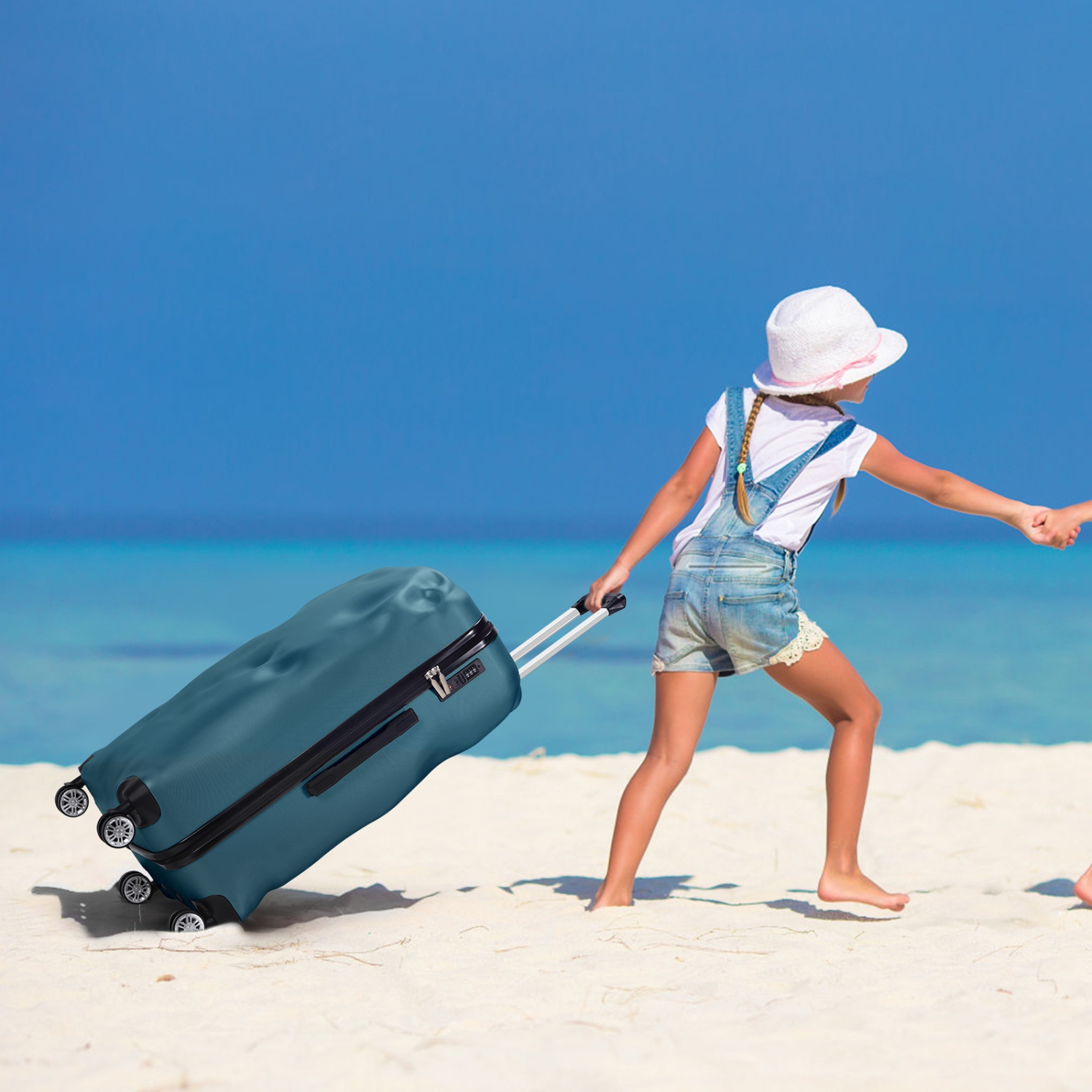 Ensemble de 3 valises de voyage à roulettes pivotantes HIKOLAYAE avec coque rigide et verrou TSA, vert