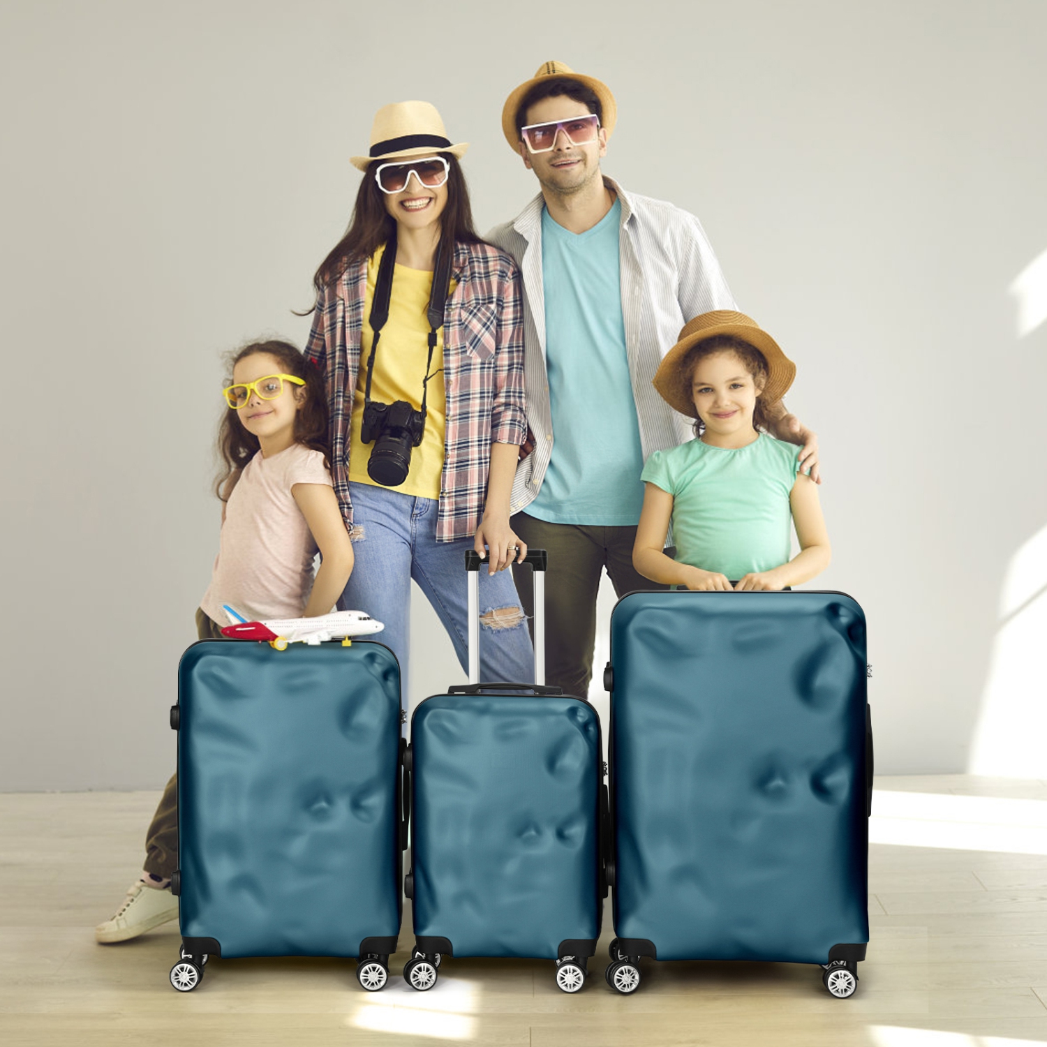 Ensemble de 3 valises de voyage à roulettes pivotantes HIKOLAYAE avec coque rigide et verrou TSA, vert