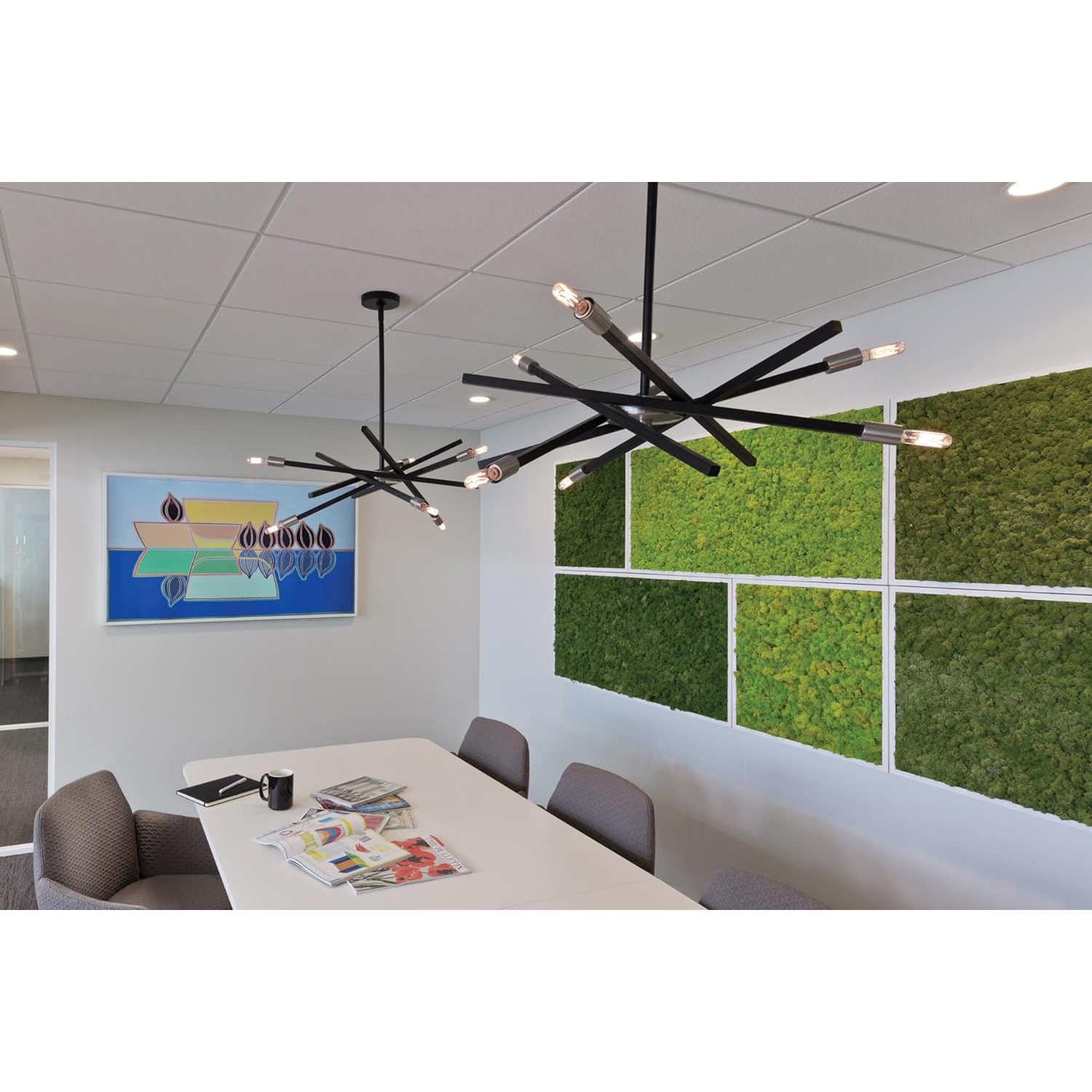 Hinkley Archer Collection Six Light Medium Chandelier, Satin Black