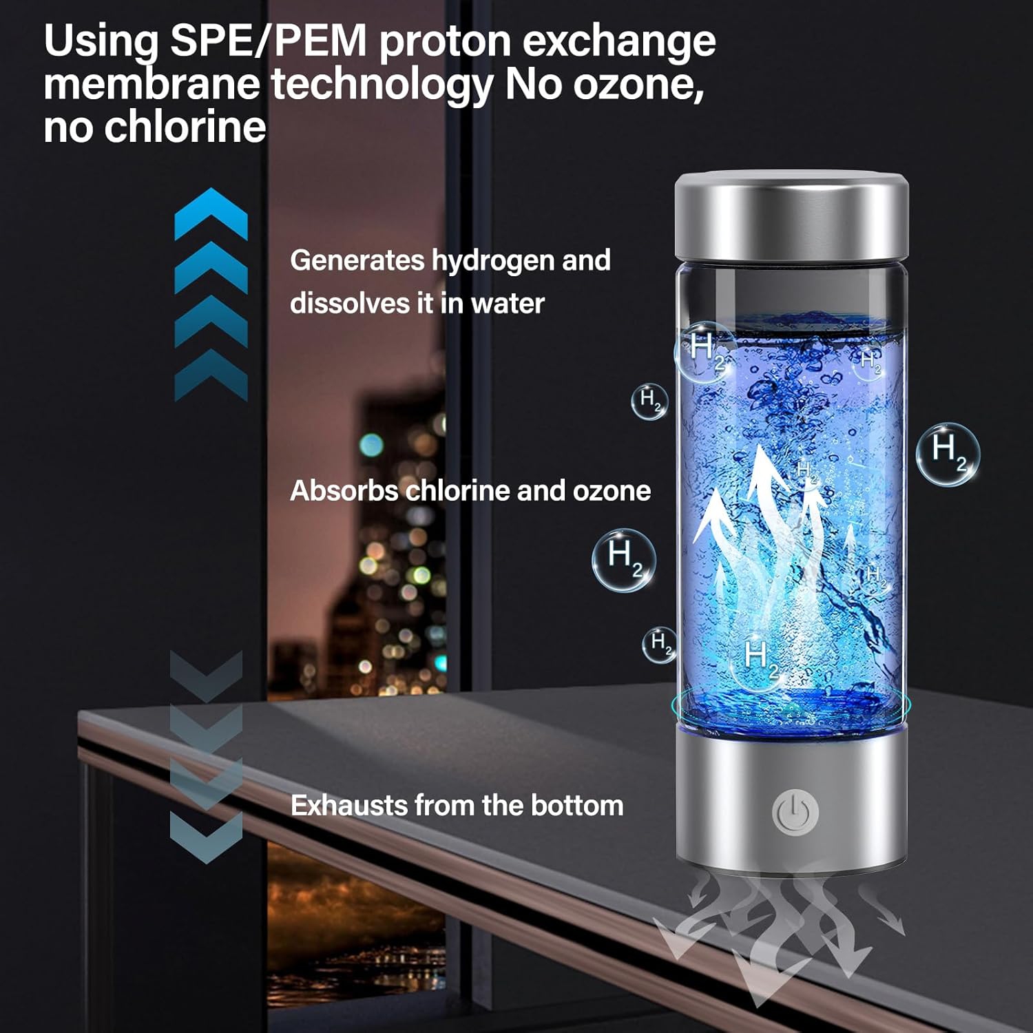 Hydrogen Water Bottle – 420ml Portable Hydrogen Generator with SPE & PEM Technology, Creates Hydrogen-Rich Water in 3 Minutes – Perfect for Office,