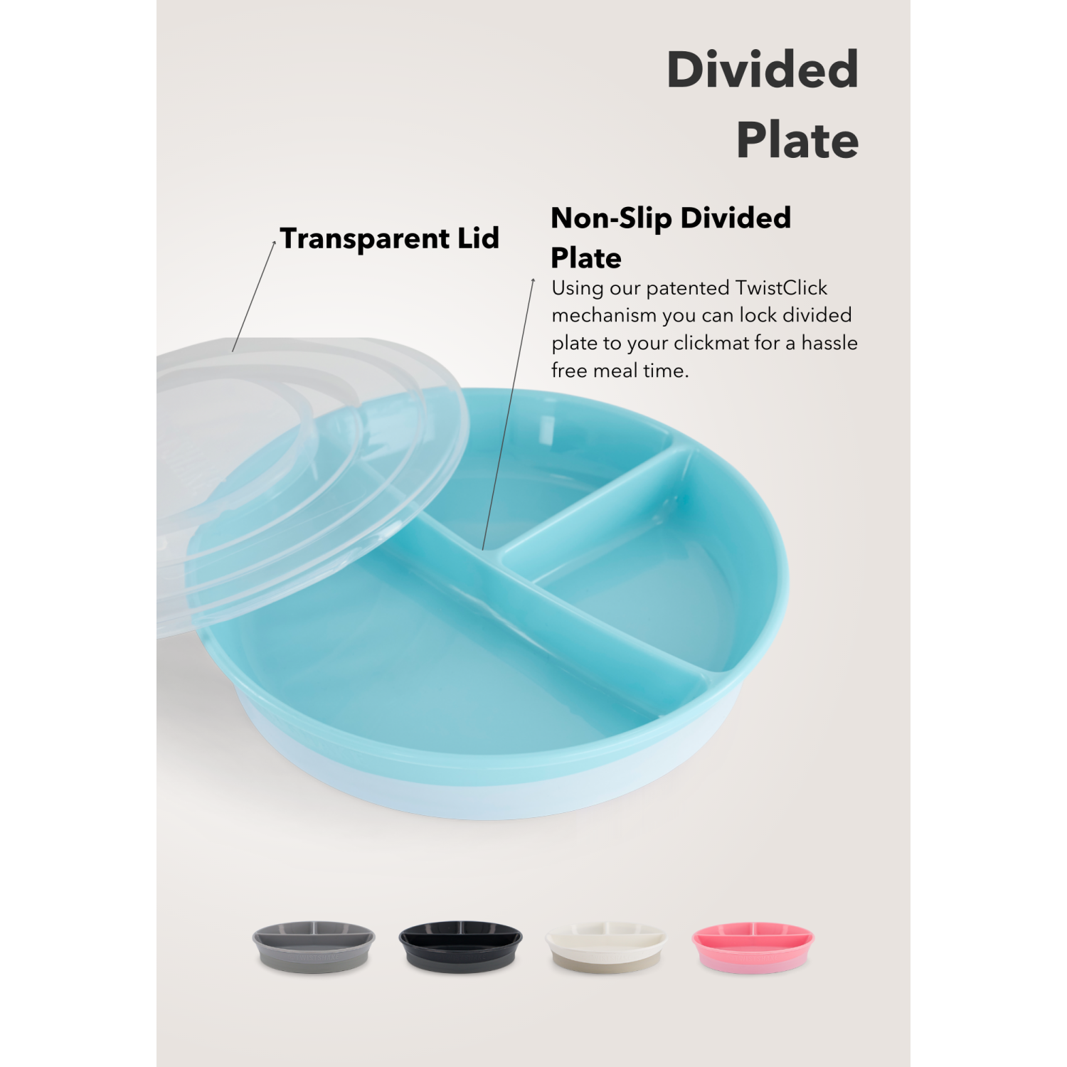 Twistshake Divided Plate 6+m Pastel Blue