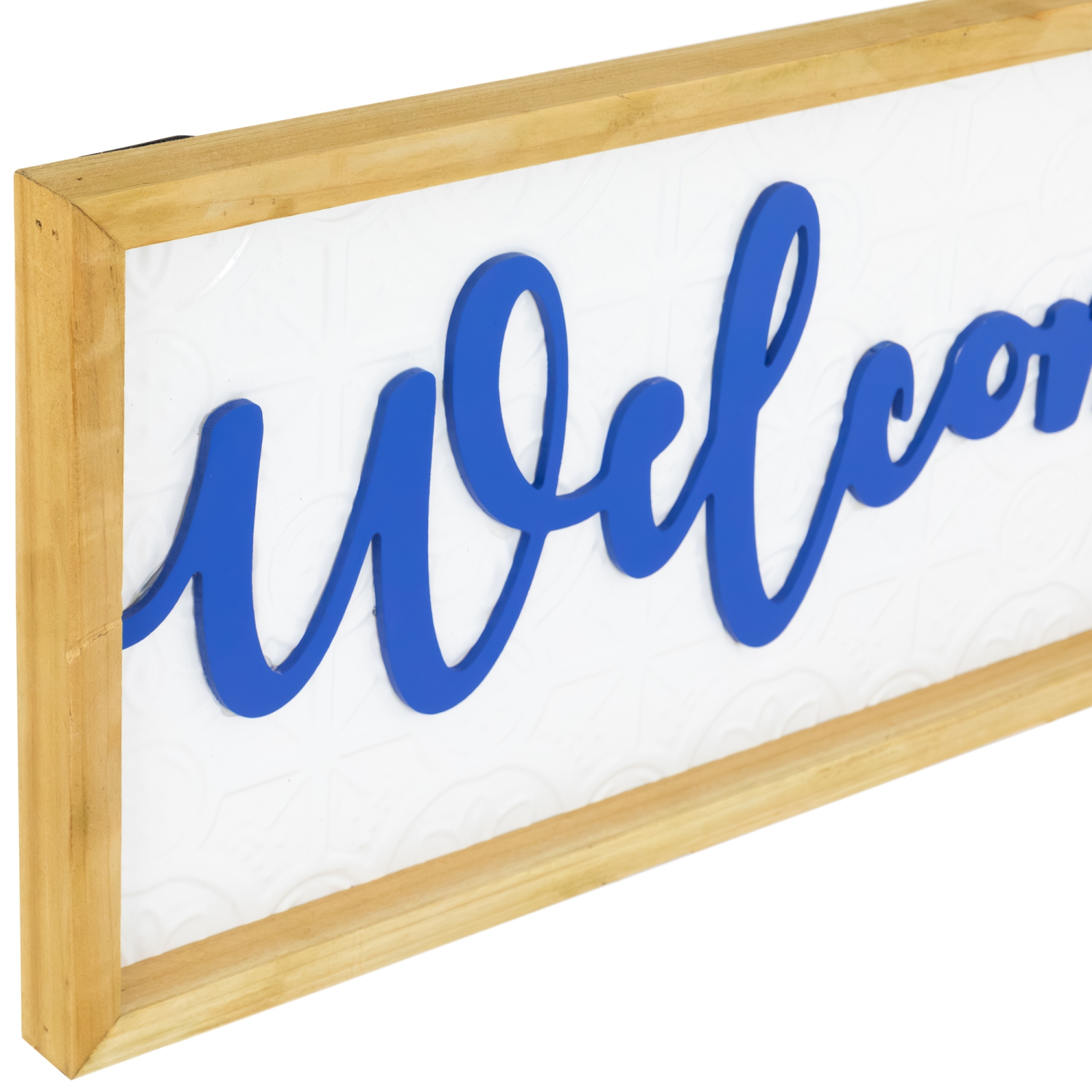 Affiche murale encadrée « Welcome » - 20 po - blanc et bleu