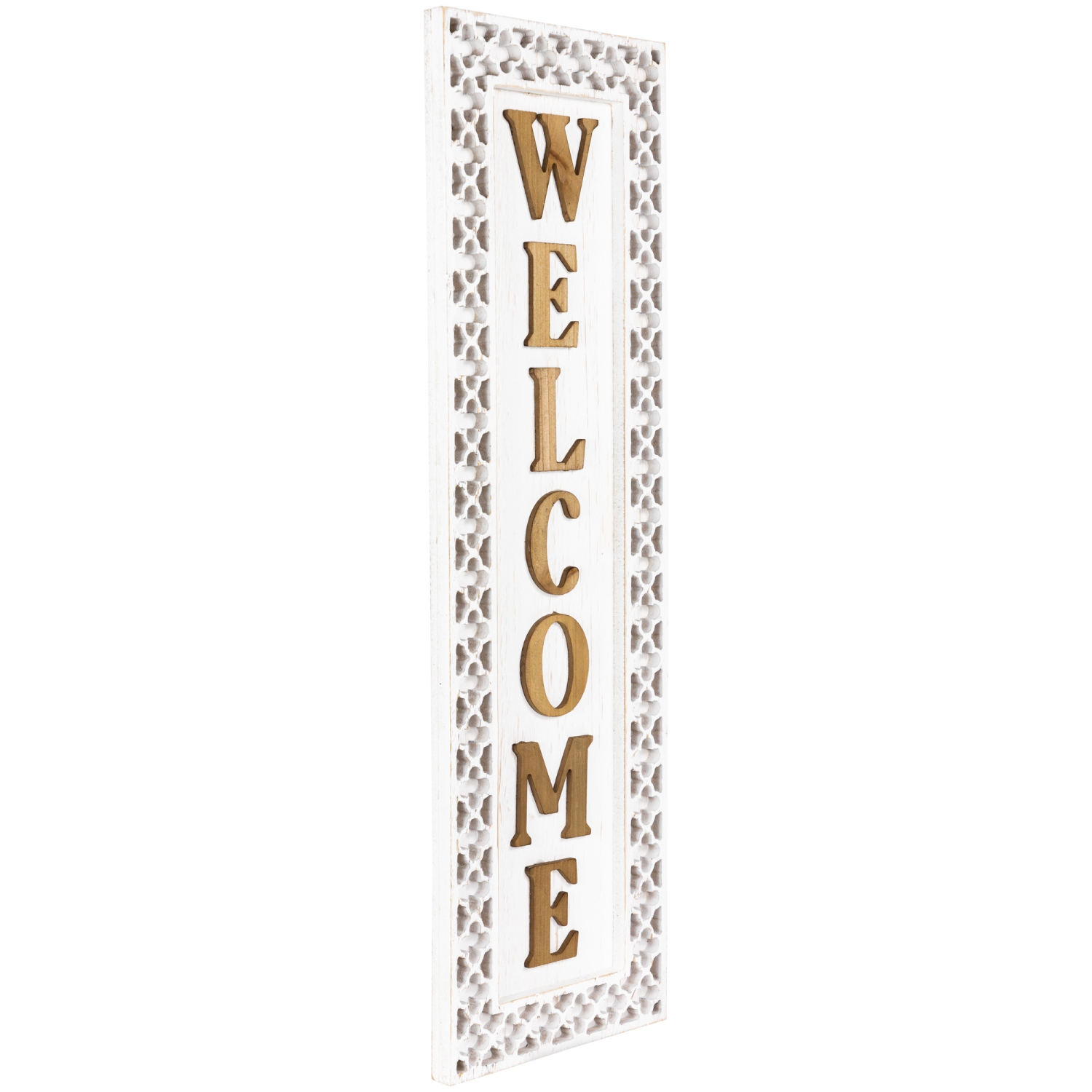 Rustic Welcome Wooden Wall Sign - 24" - White