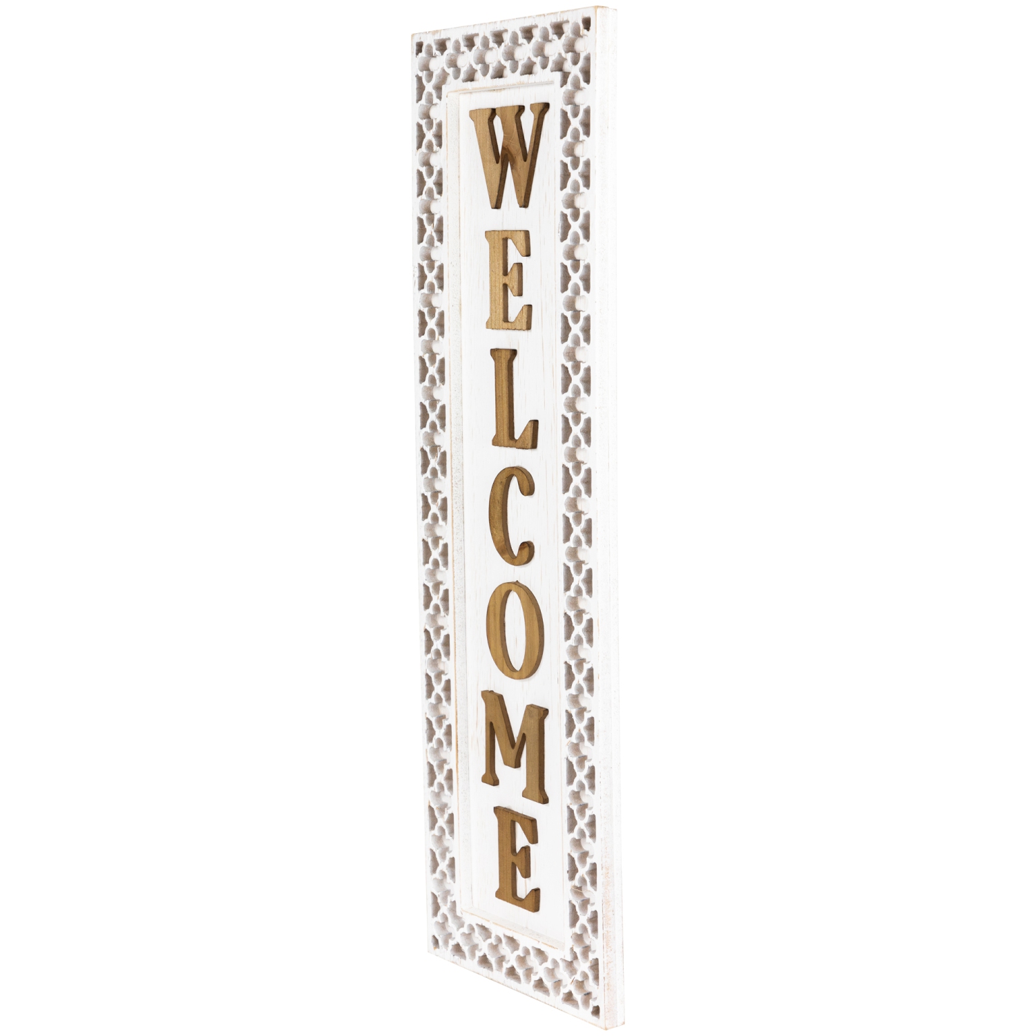 Rustic Welcome Wooden Wall Sign - 24" - White
