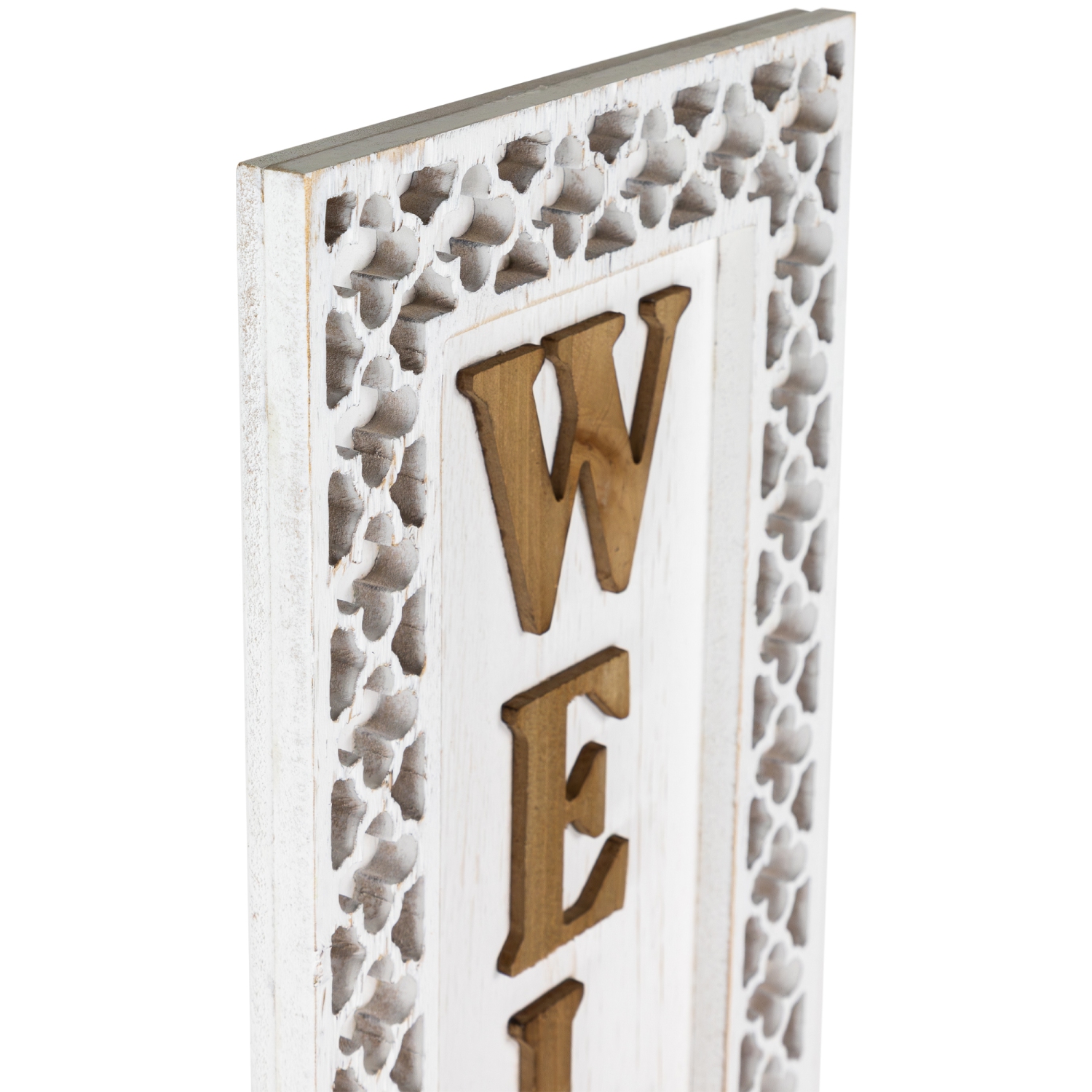 Rustic Welcome Wooden Wall Sign - 24" - White