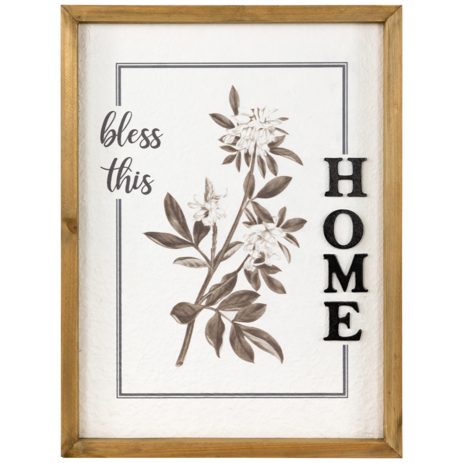Bless This Home Floral Framed Wall Sign - 16"