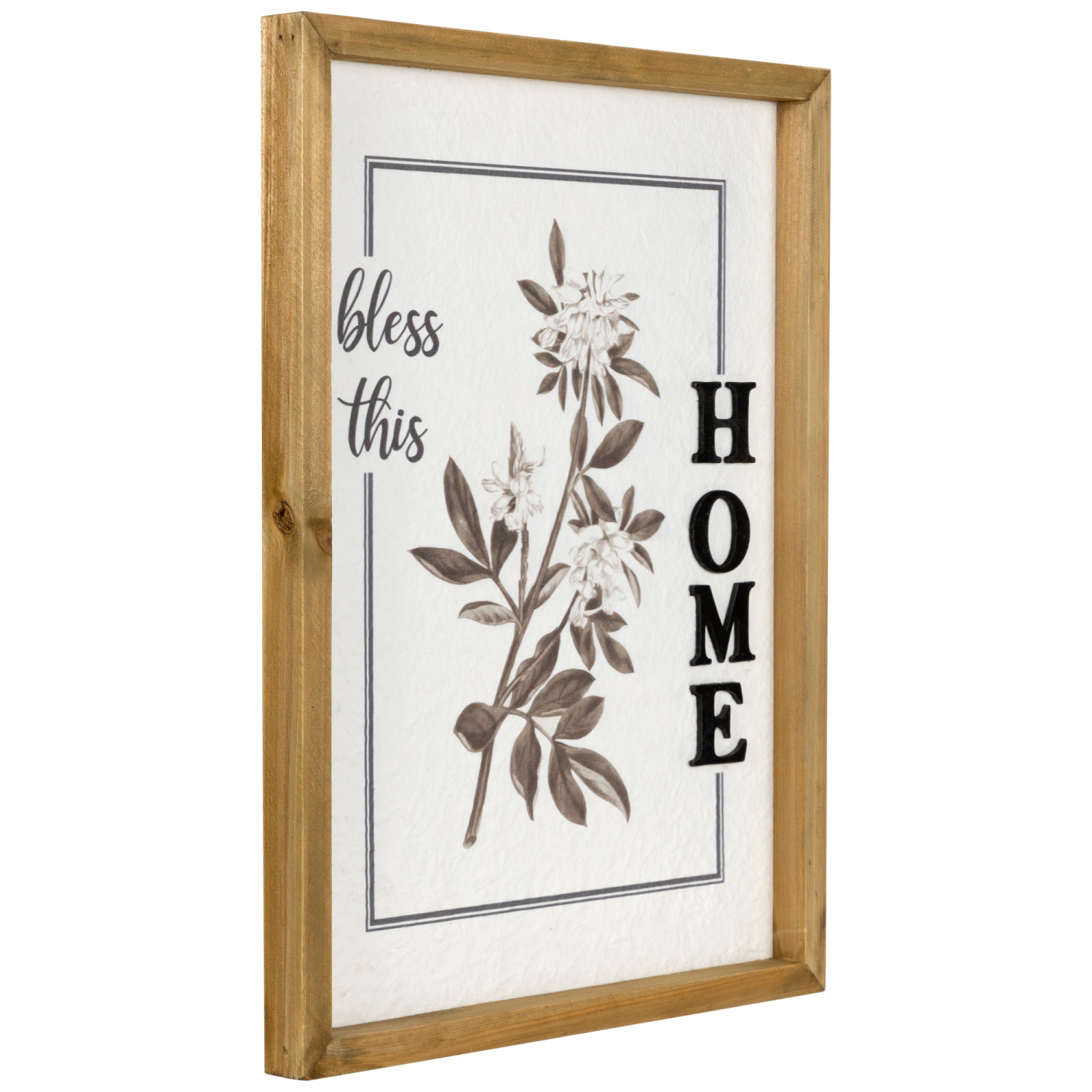 Bless This Home Floral Framed Wall Sign - 16"