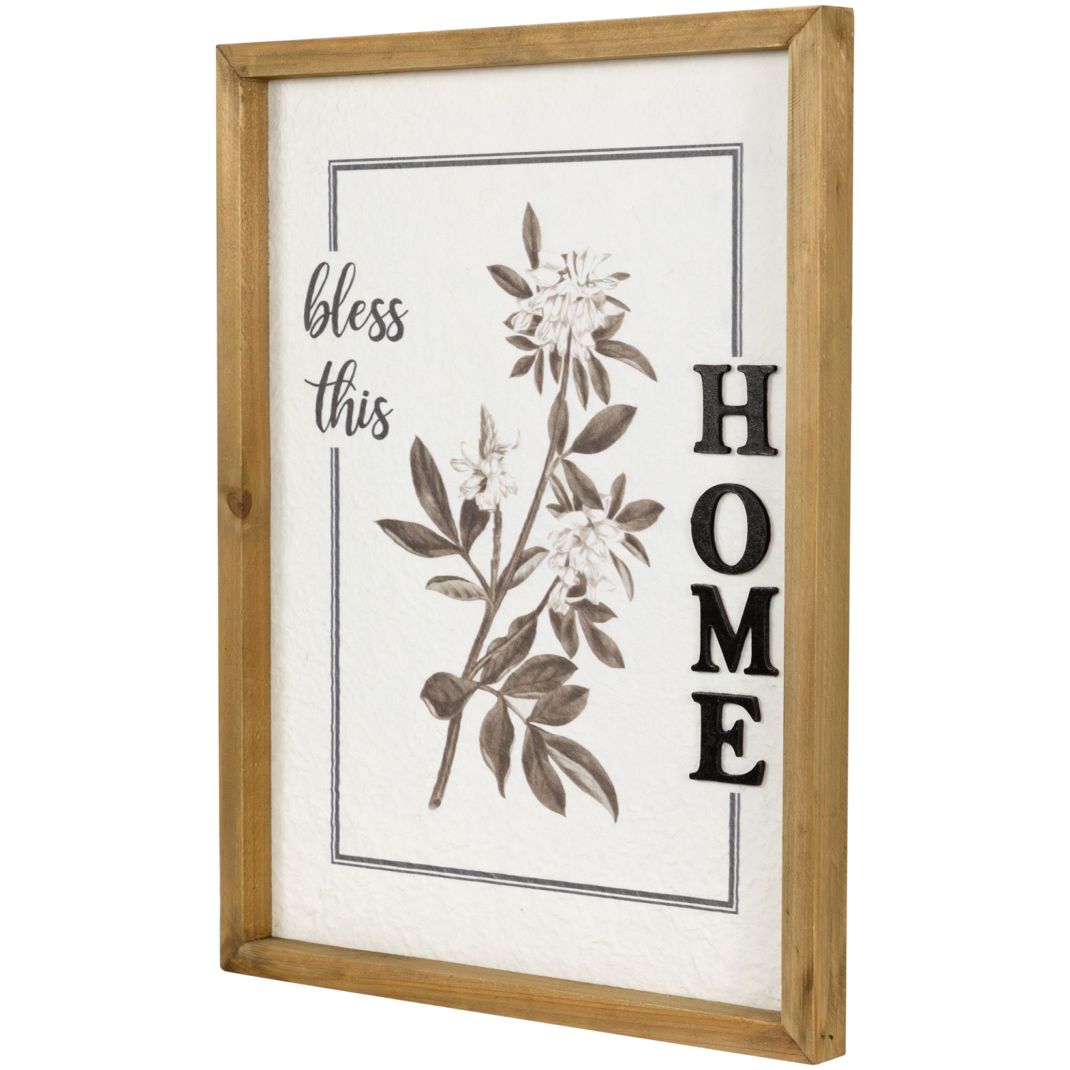 Bless This Home Floral Framed Wall Sign - 16"