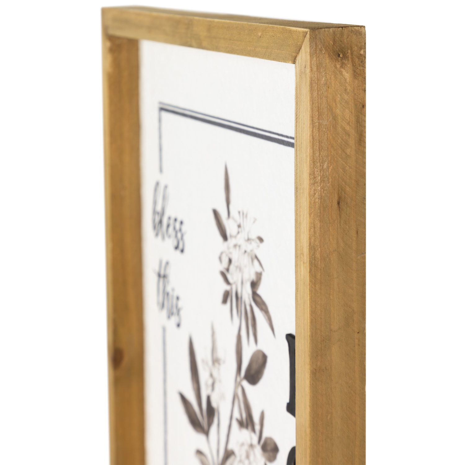 Bless This Home Floral Framed Wall Sign - 16"