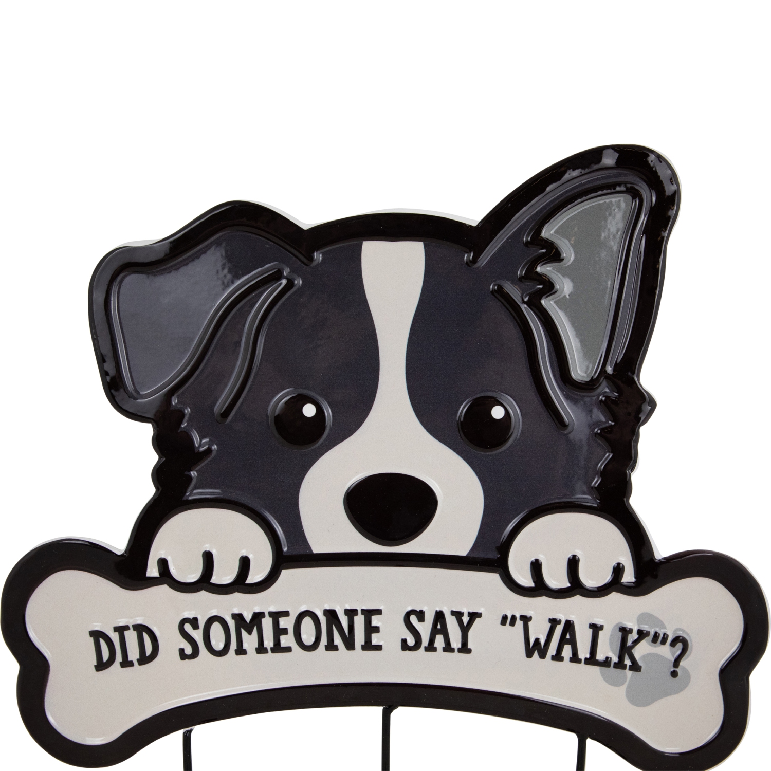 Did Someone Say "Walk"? Dog Metal Wall Organizer - 13" - Black and Cream