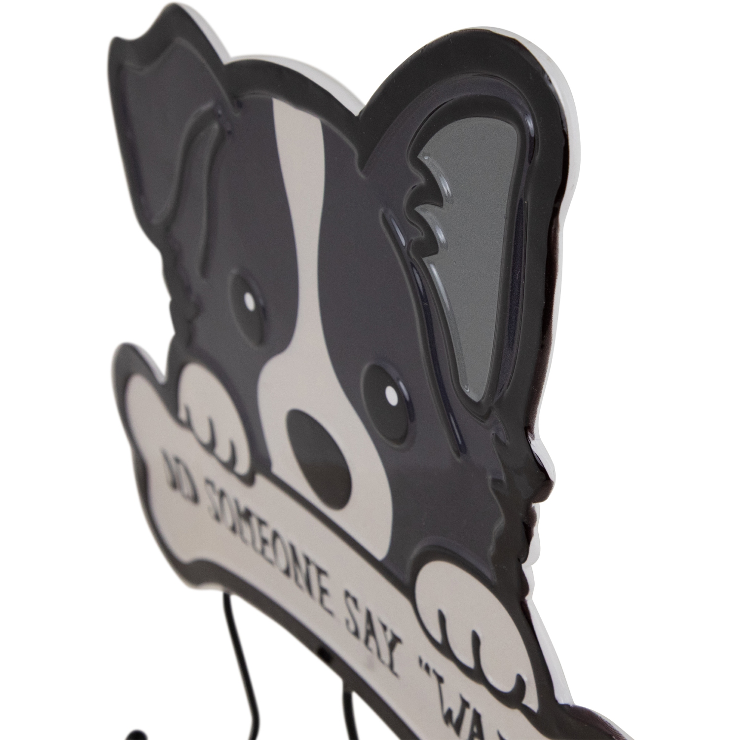 Did Someone Say "Walk"? Dog Metal Wall Organizer - 13" - Black and Cream