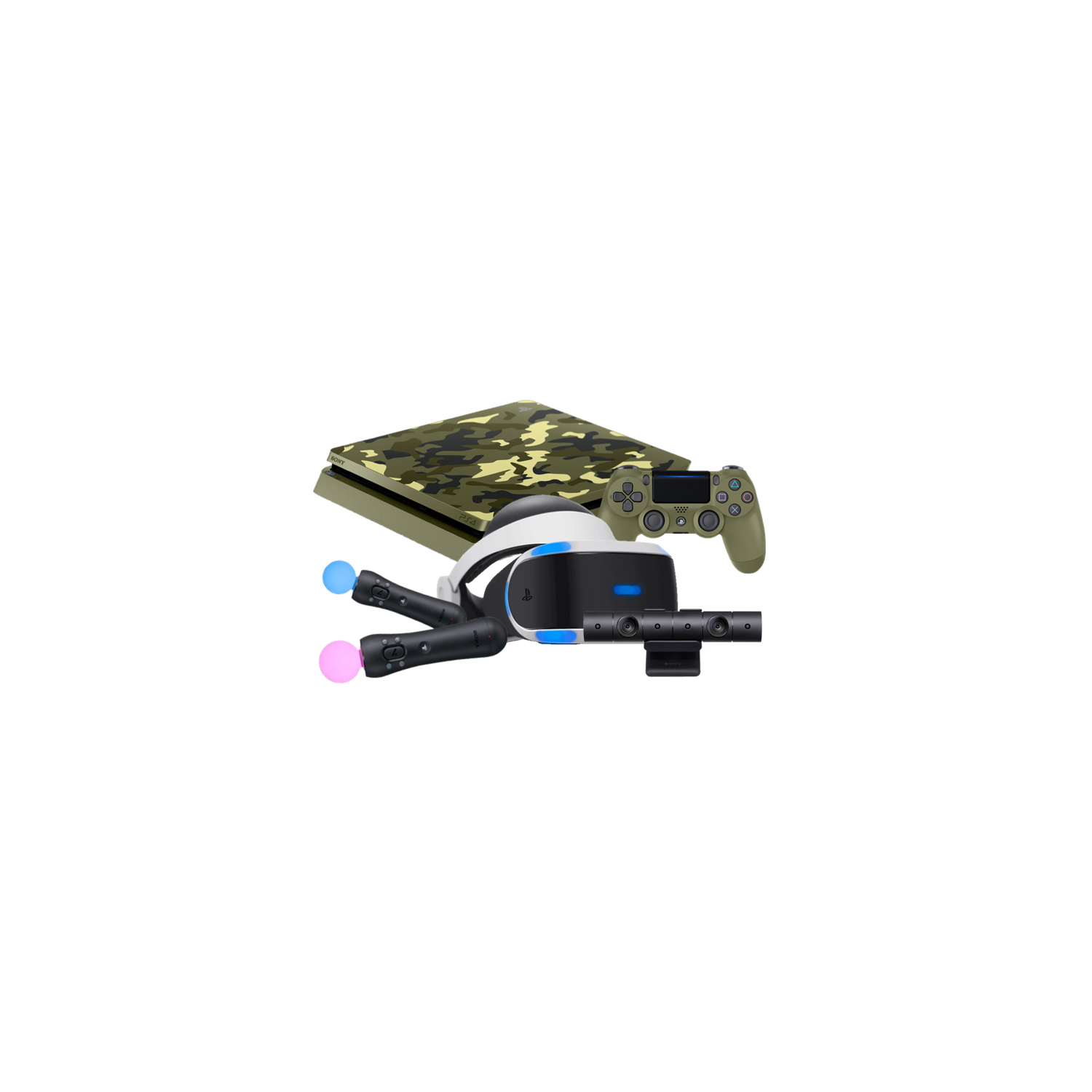 Refurbished (Good) - Sony PlayStation 4 PS4 Slim 1TB Console (Green Camouflage) & PlayStation VR PSVR Bundle