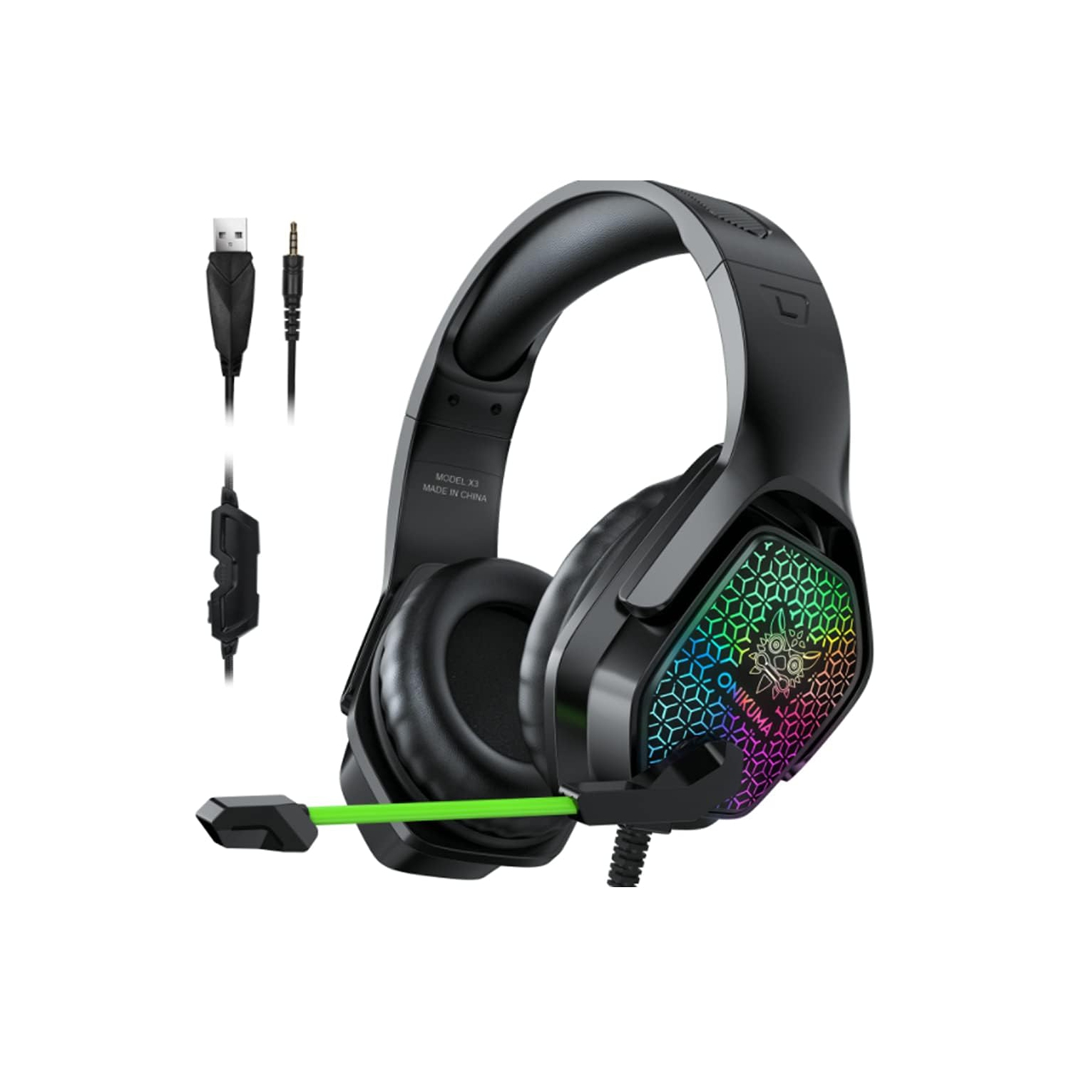 Casque de jeu stéréo WINGOMART X3 avec micro et casque d'écoute DEL 3,5&nbsp;mm pour PC Gamer Xbox One, PS5, PS4, PC, casque de jeu pour Nintendo