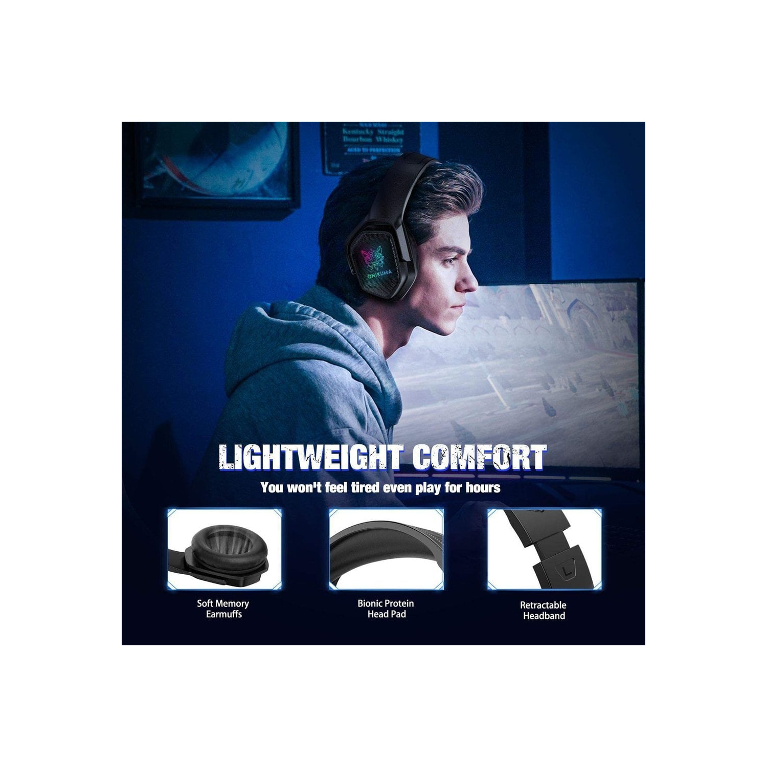 Casque de jeu stéréo WINGOMART X3 avec micro et casque d'écoute DEL 3,5&nbsp;mm pour PC Gamer Xbox One, PS5, PS4, PC, casque de jeu pour Nintendo