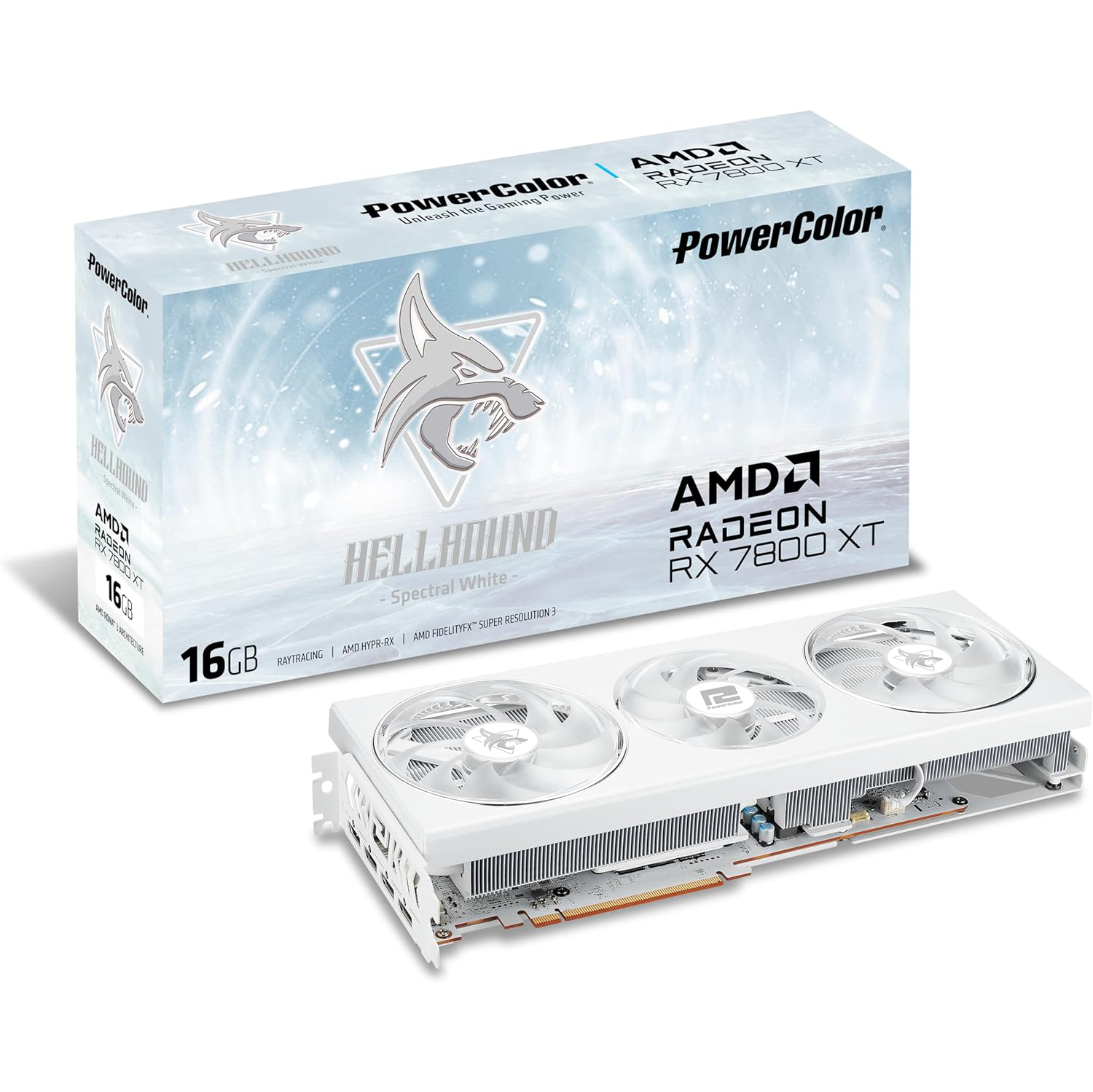 PowerColor Hellhound Spectral White AMD Radeon RX 7800 XT 16GB GDDR6 Graphics Card