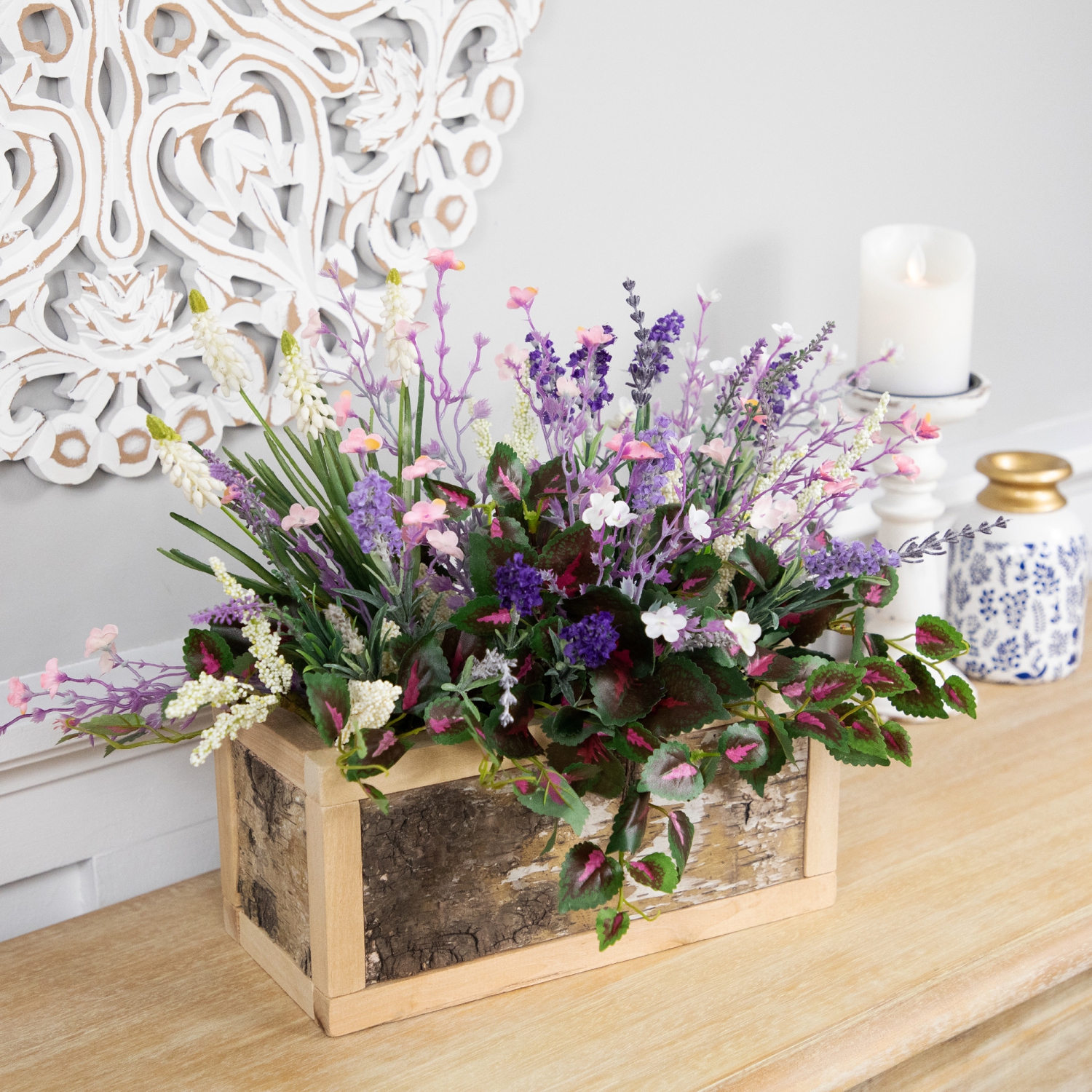 Boîtes de rangement rustiques en bois - 15,5 po - Ensemble de 2