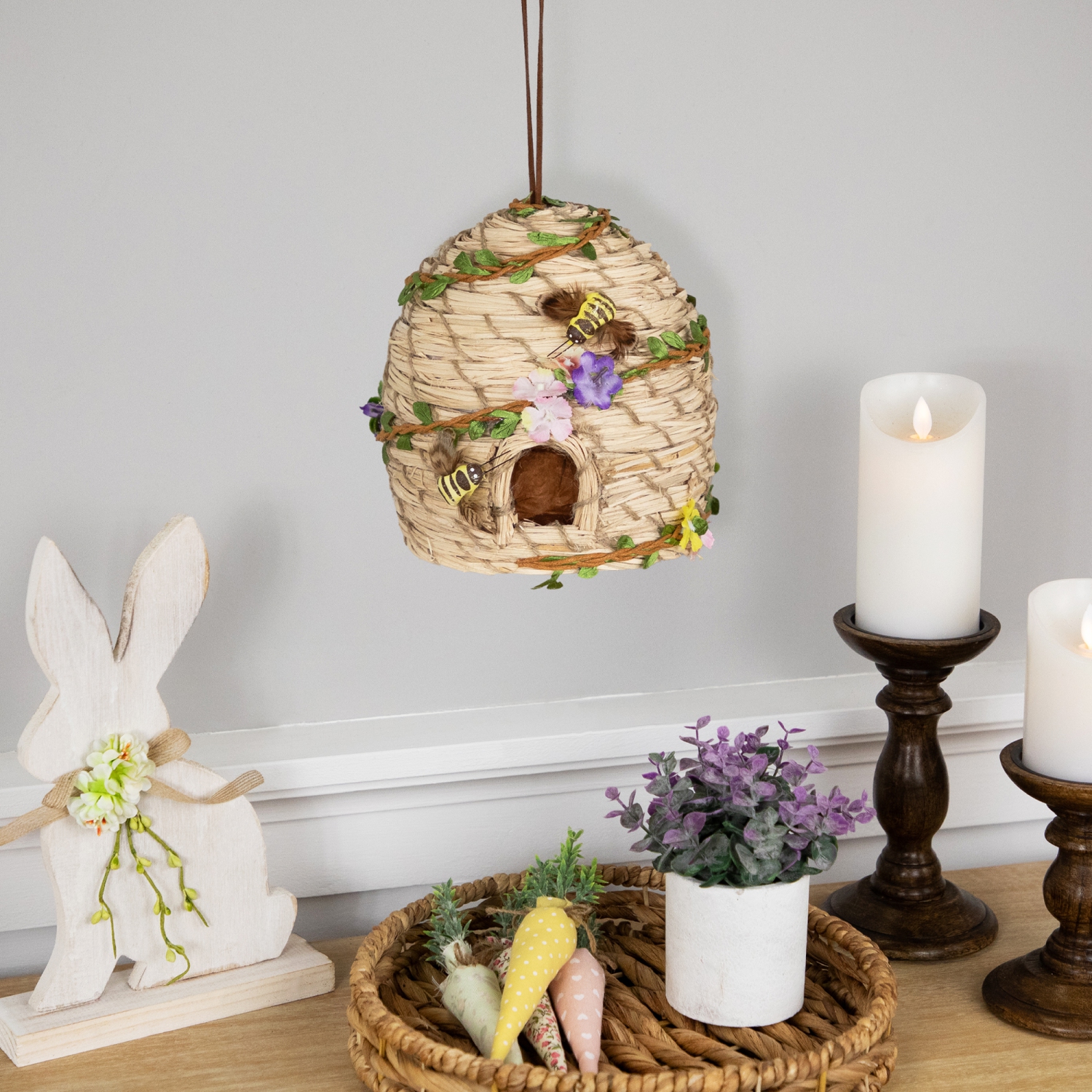 Beehive with Bees Spring Hanging Decoration - 6.25"