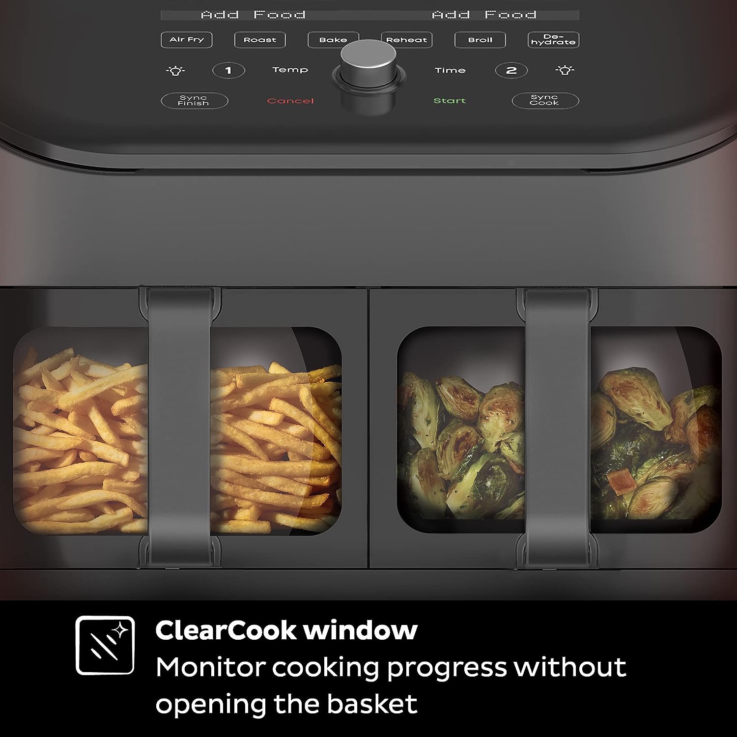 Instant Vortex Plus XL 8-quart Dual Basket Air Fryer Oven, From the Makers of Instant Pot, 2 Independent Frying Baskets, ClearCook Windows,