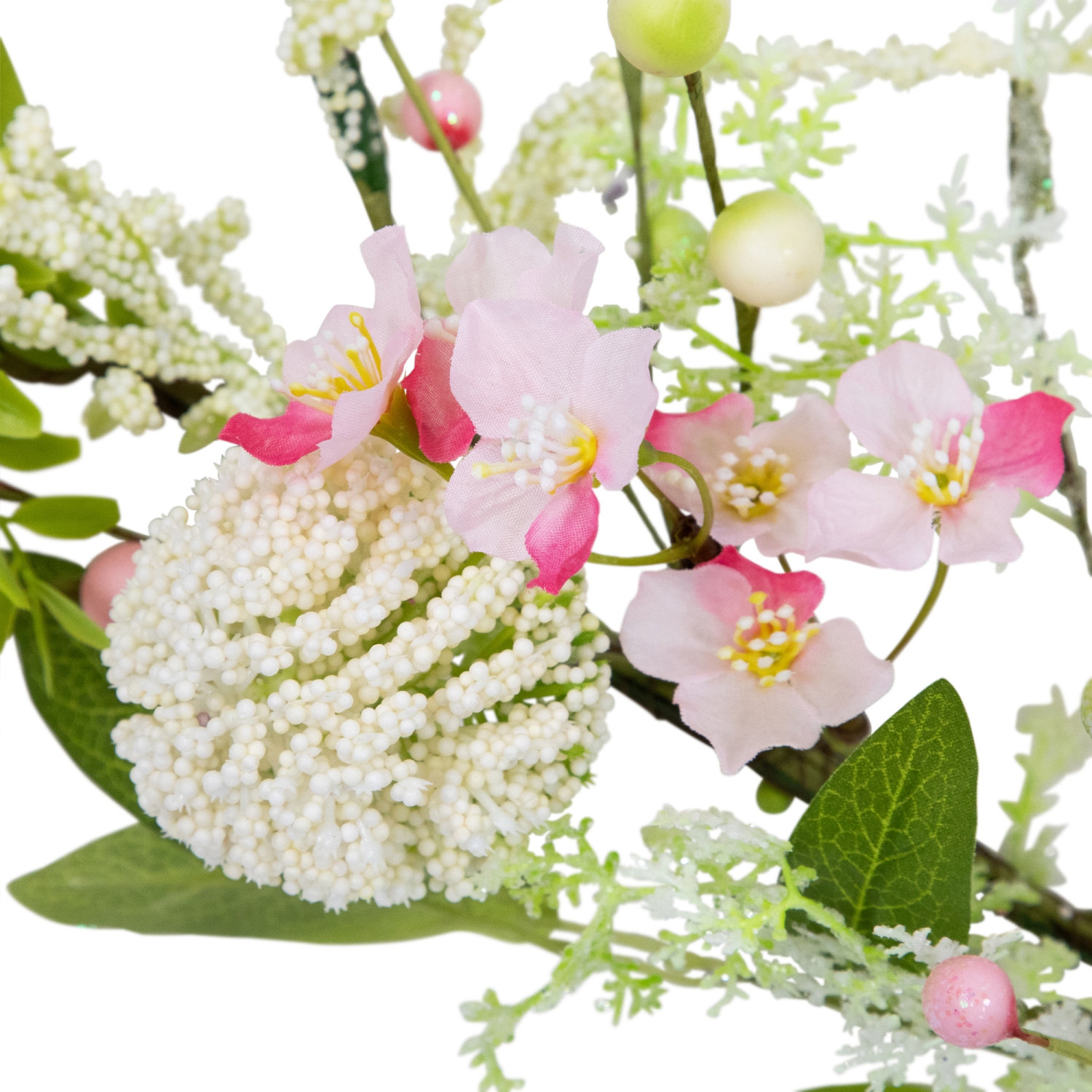 Guirlande de fleurs d’hortensia et de baies - 5 pi - rose et blanc