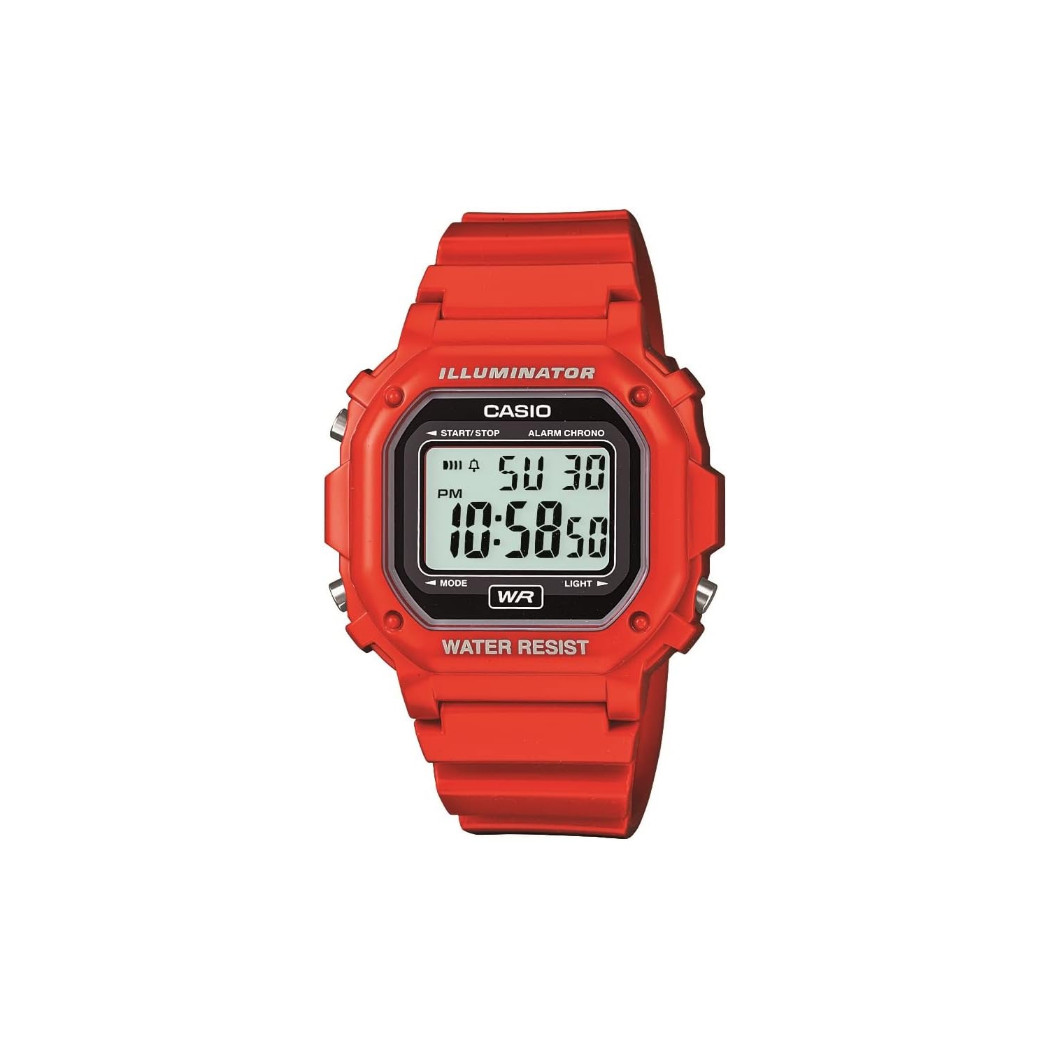 Montre classique en acier inoxydable rouge F-108WHC-4ACF de Casio