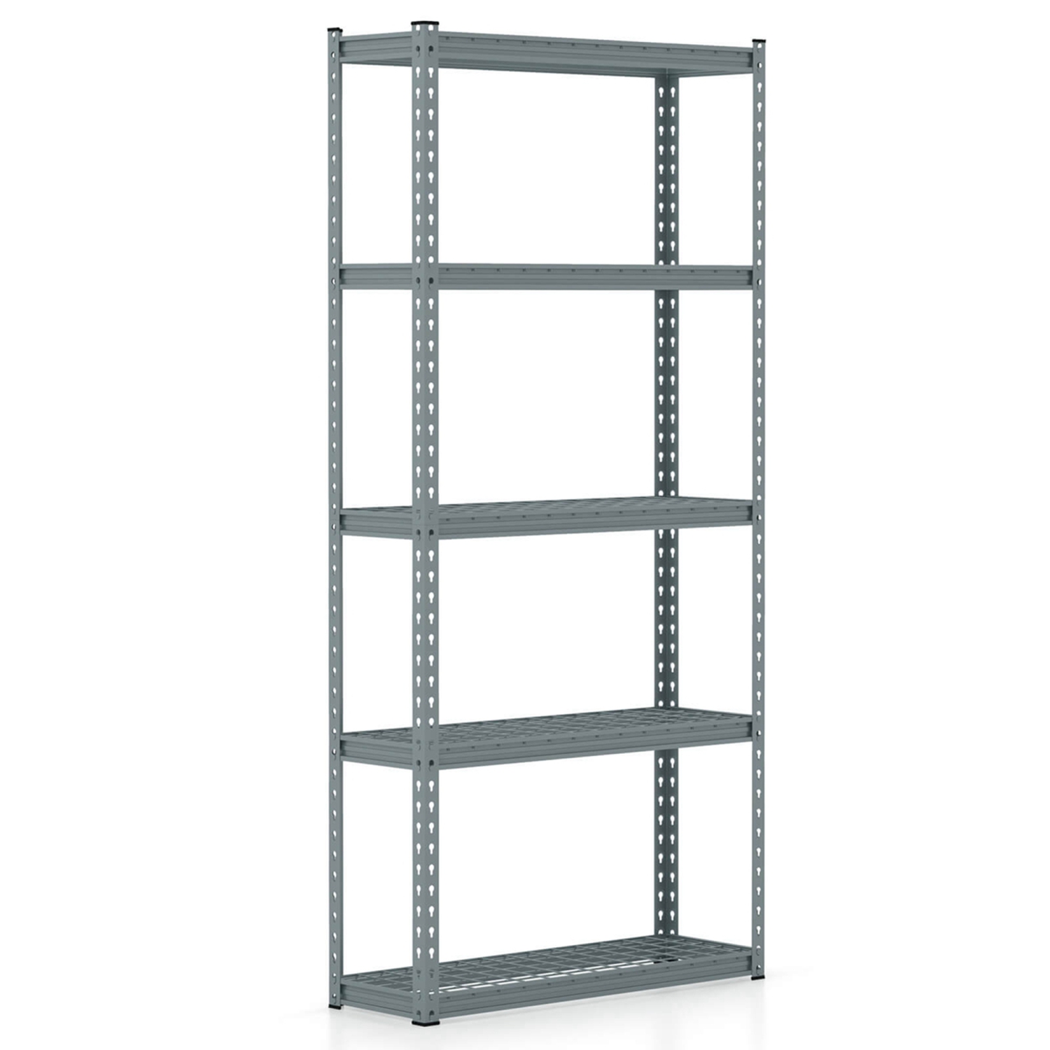 Étagère de rangement robuste à 5 tablettes de Costway avec dispositif antibasculement, gris