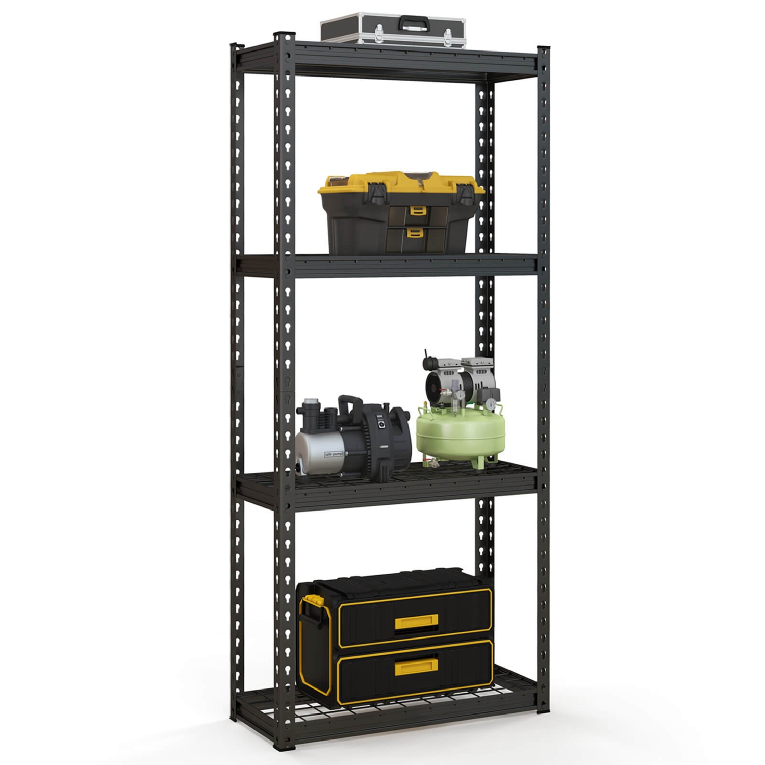 Costway 4-Tier Metal Shelving Unit Heavy Duty Wire Storage Rack with Anti-slip Foot Pads Black