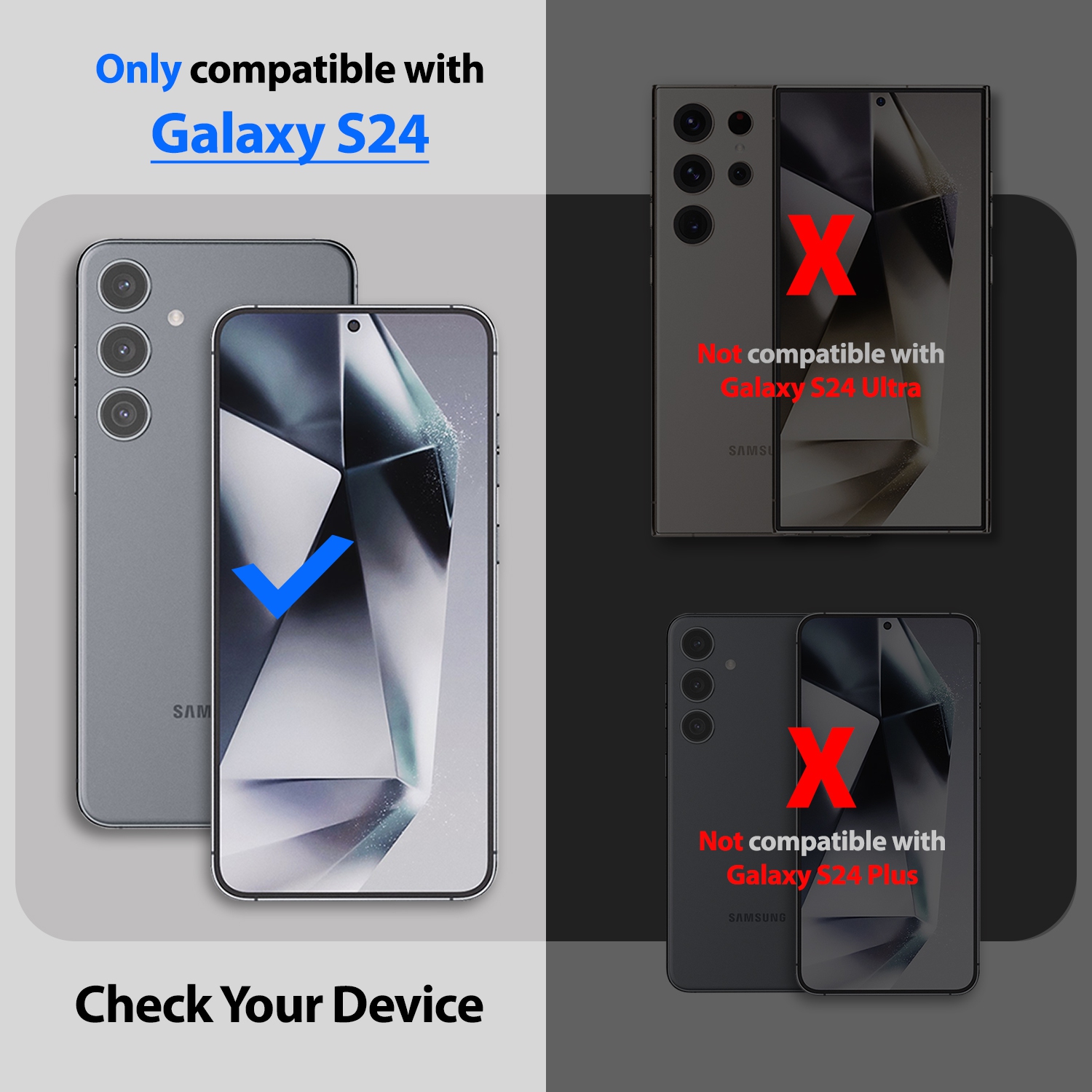 Whitestone DomeGlass Screen Protector for Galaxy S24 with UV Lamp [9H Tempered Glass, Bubble Free, Installation Kit] - 2 Pack