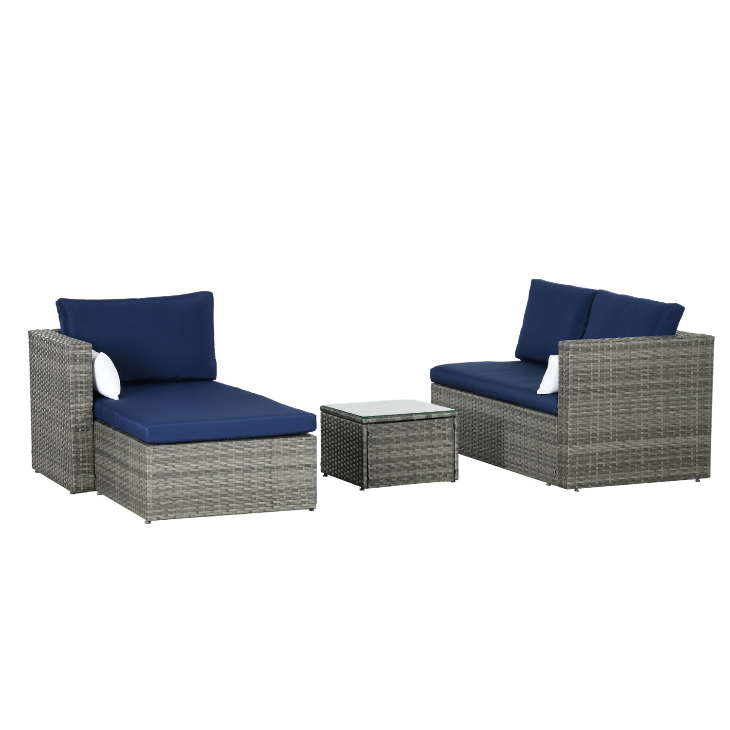 Outsunny 3-Piece Patio Furniture Set Modern Sectional Sofa Rattan Chair Wicker Conversation Set Outdoor Hand Woven Rattan Wicker Furniture Patio