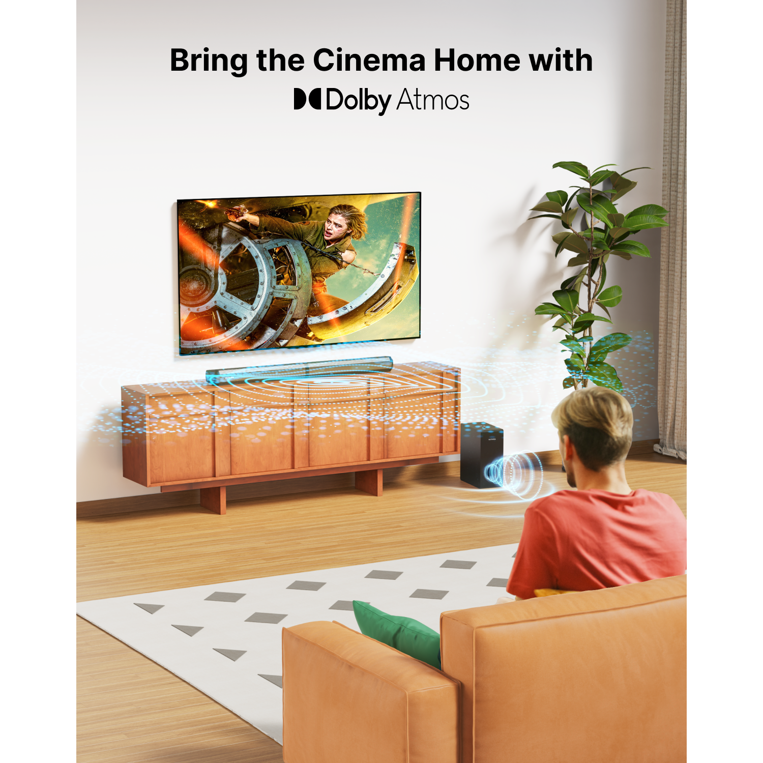 ULTIMEA Apollo S60 4.1 Channel Dolby Atmos Sound Bar with Subwoofer, , 2-in-1 Detachable, Bass Boost, 3 EQ Modes, HDMI eARC, Peak Power 280W