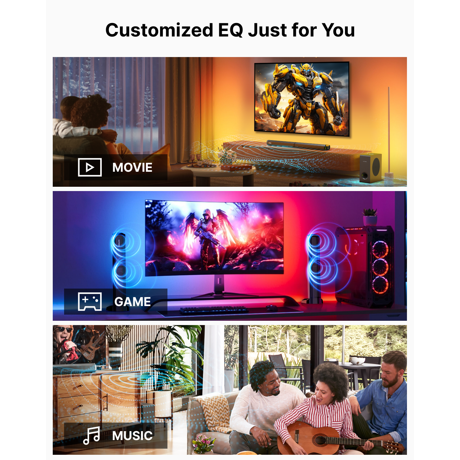 ULTIMEA Apollo S60 4.1 Channel Dolby Atmos Sound Bar with Subwoofer, , 2-in-1 Detachable, Bass Boost, 3 EQ Modes, HDMI eARC, Peak Power 280W