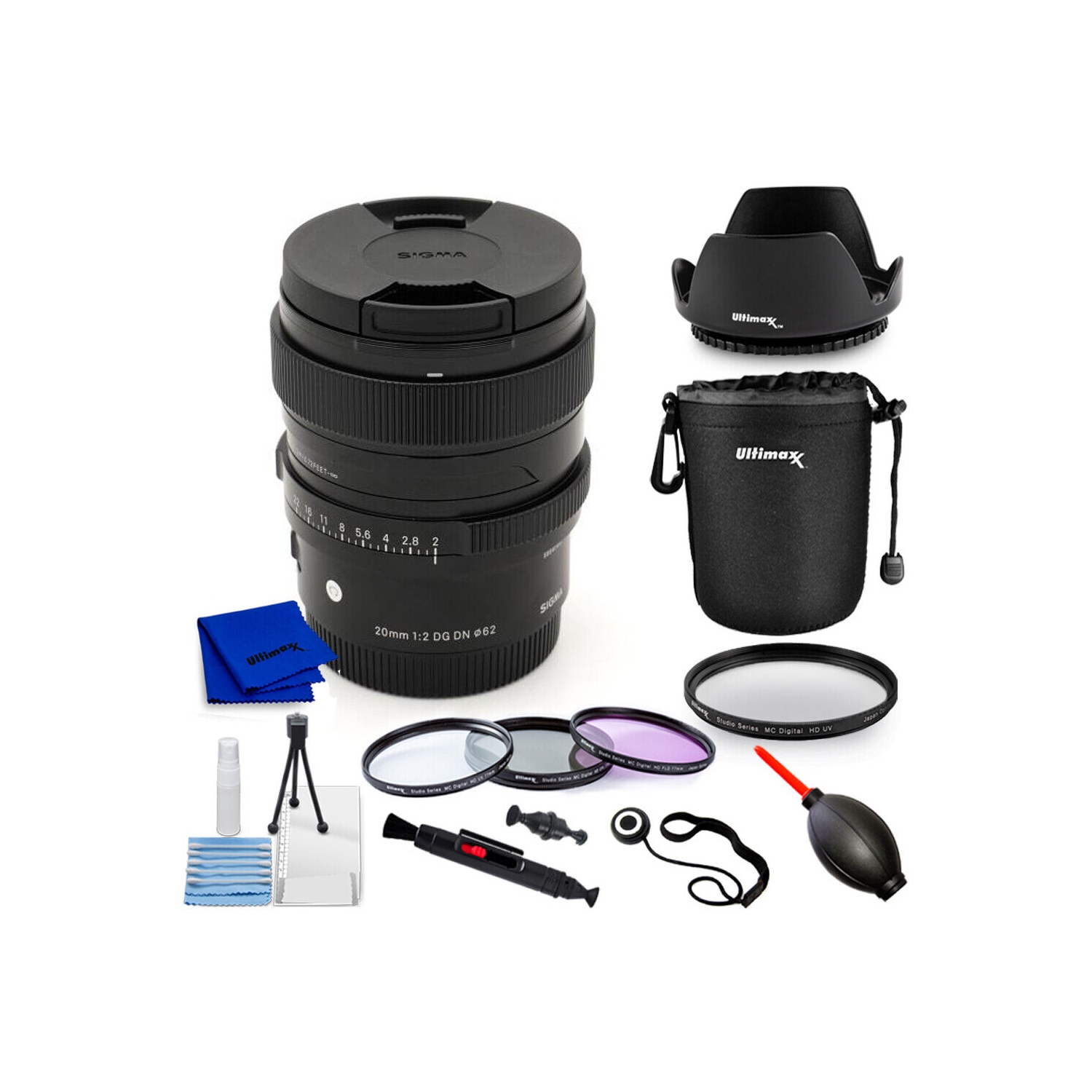 Sigma 20mm f/2 DG DN Contemporary Lens for Sony E 490965 - 10PC Accessory Bundle