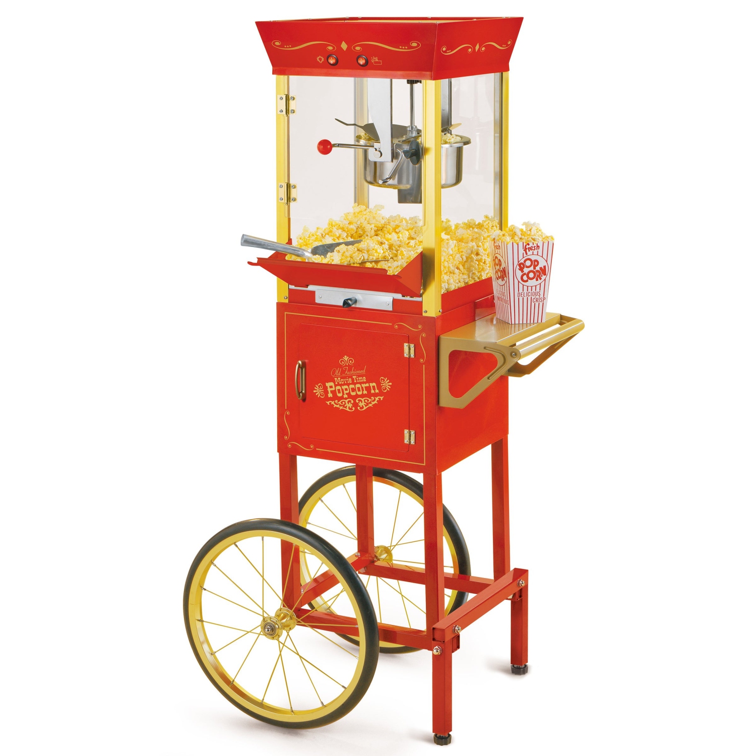 Nostalgia CCP510 Vintage 53" Professional Popcorn Cart, 8oz Kettle, Red