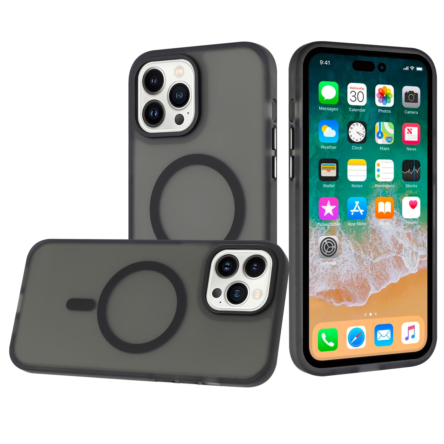 MOBILE MAGIC Apple Fitted Hard Shell Case with MagSafe for iPhone 15 Pro Max - Black