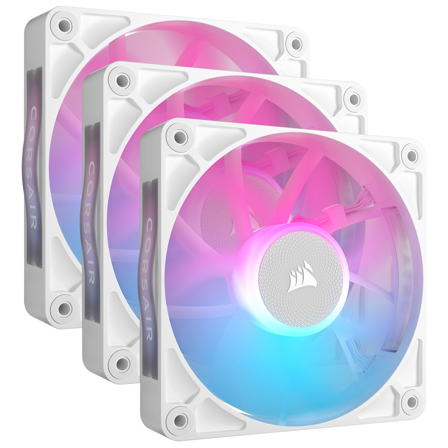Corsair RX120 RGB 120mm PWM Case Fans with iCUE LINK System Hub - 3 Pack - White