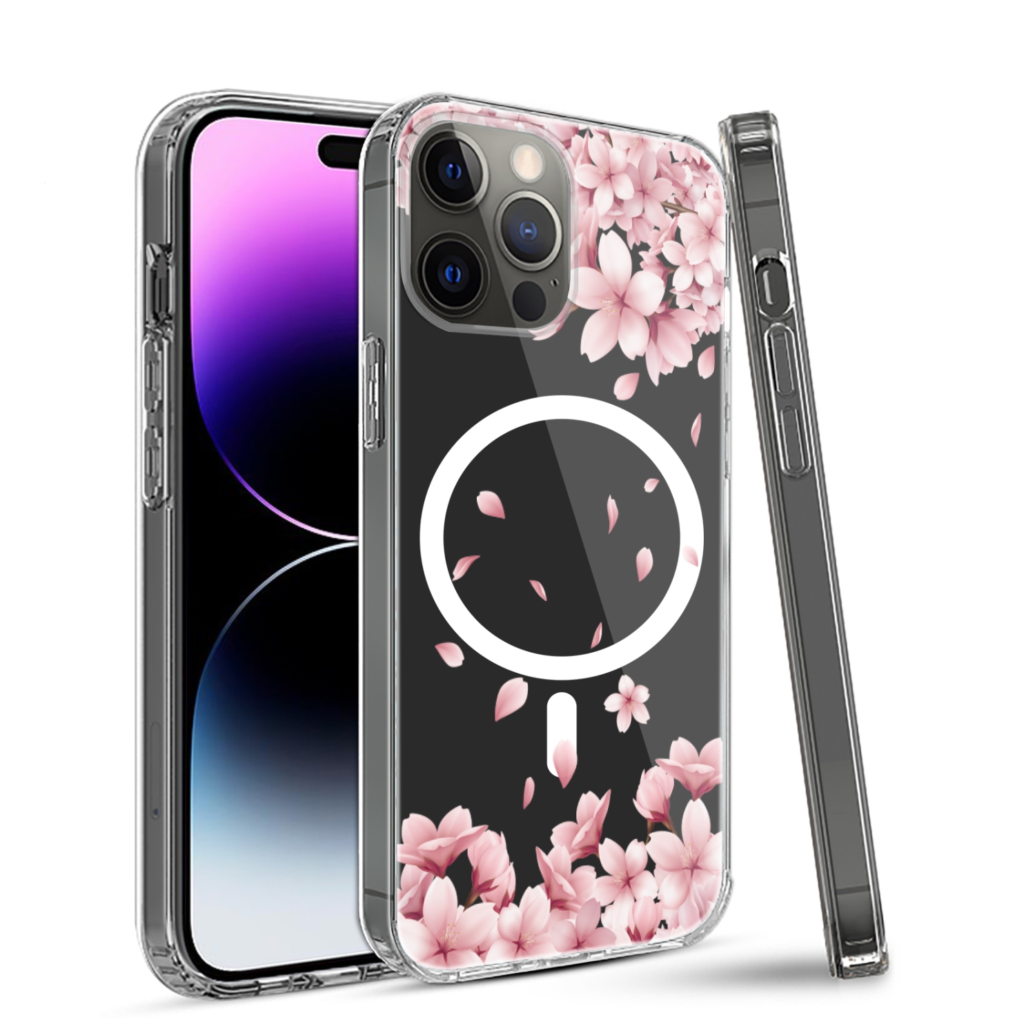 Mobile Magic for iPhone 15 Pro Thick Hybrid Design Cover Case - Flower