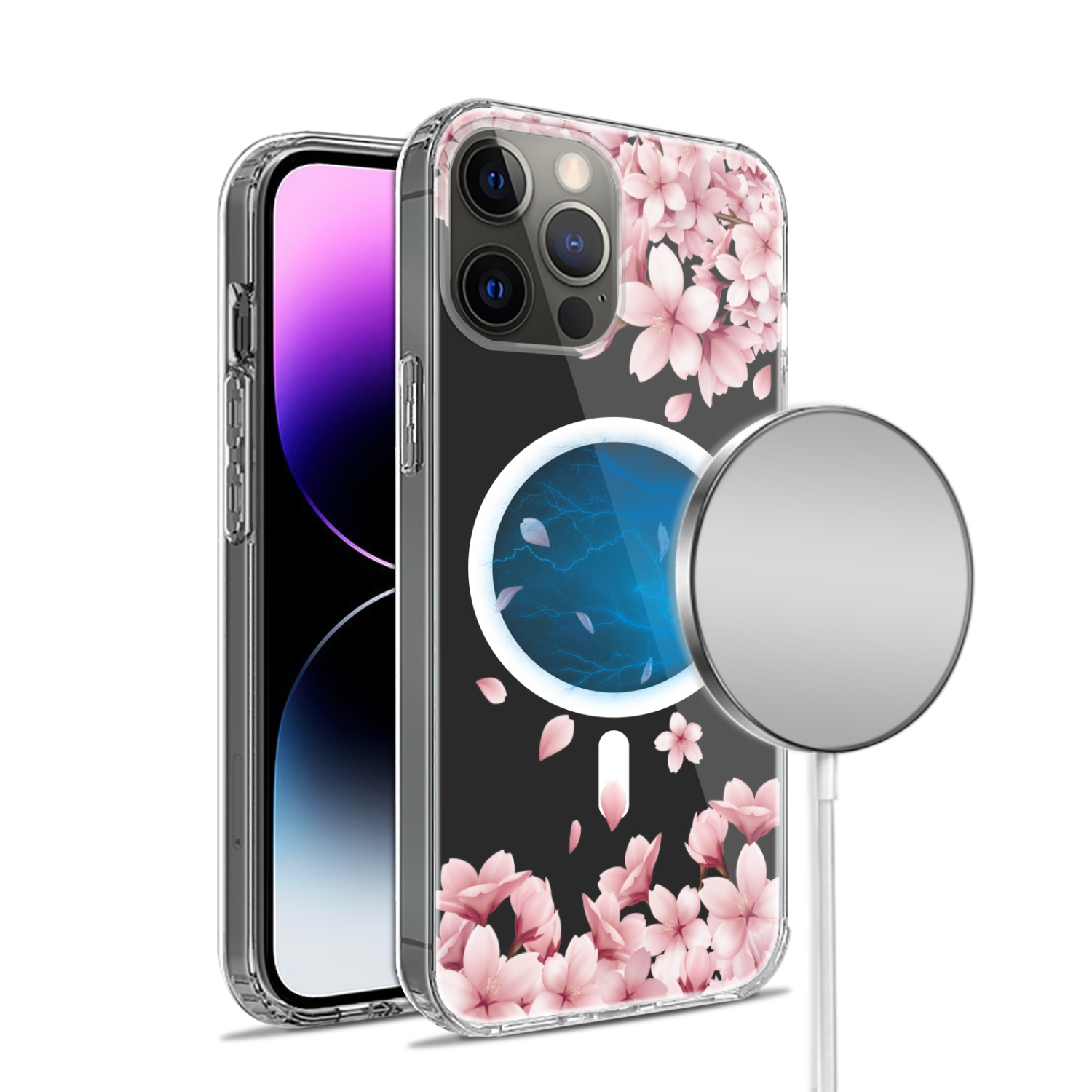 Mobile Magic for iPhone 15 Pro Thick Hybrid Design Cover Case - Flower