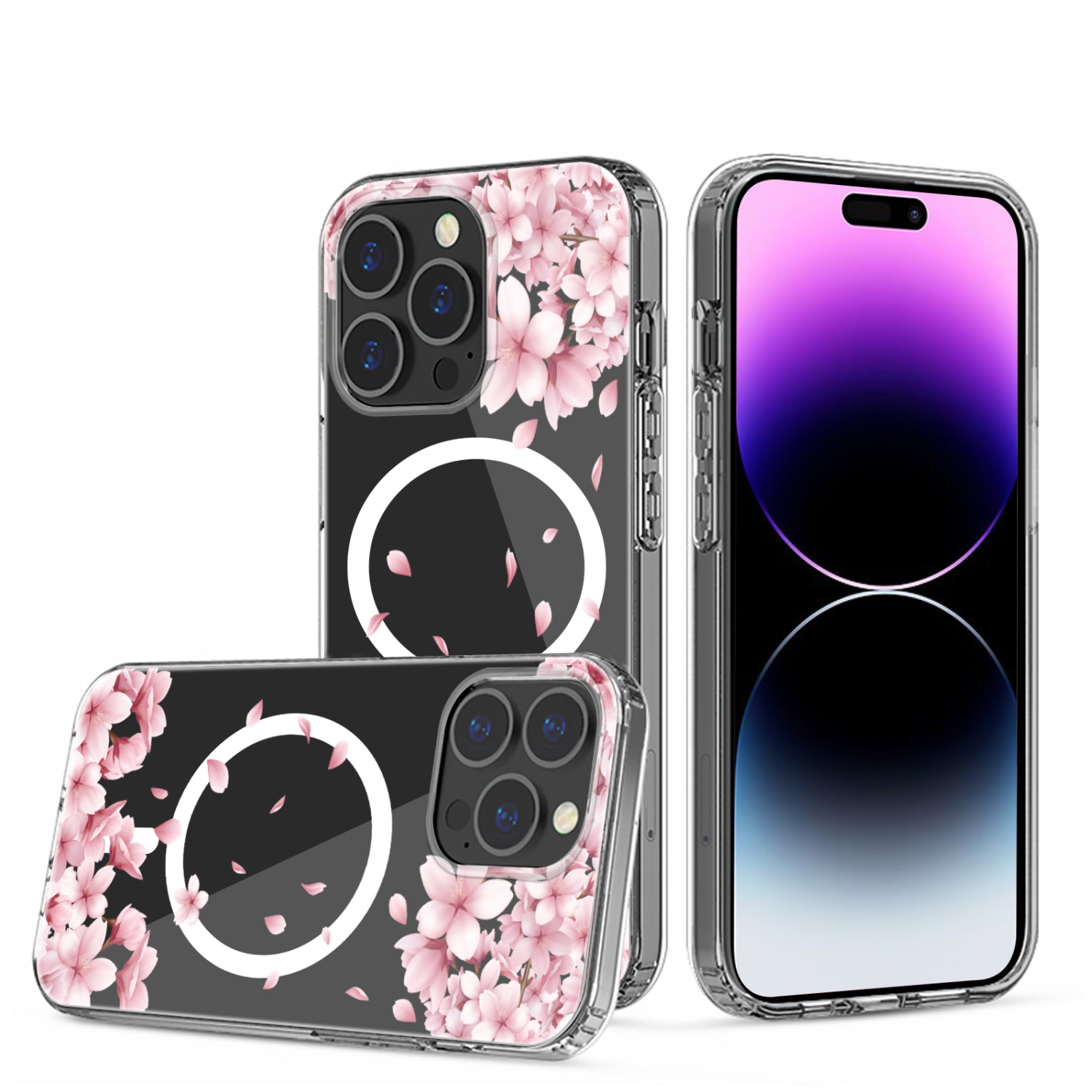 Mobile Magic for iPhone 15 Pro Thick Hybrid Design Cover Case - Flower