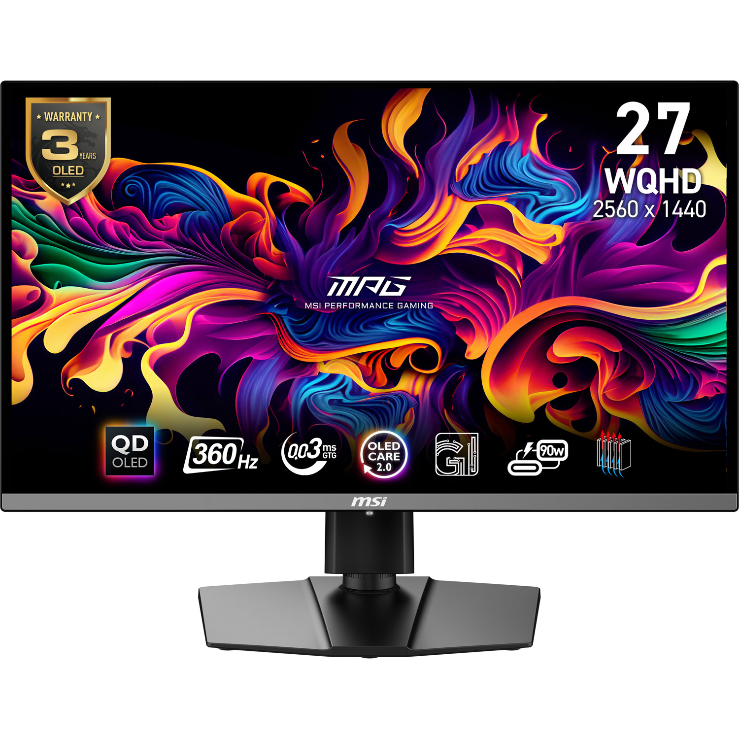 MSI 27" WQHD 360Hz 0.03ms GTG QD-OLED Gaming Monitor (MPG 271QRX QD-OLED) - Black