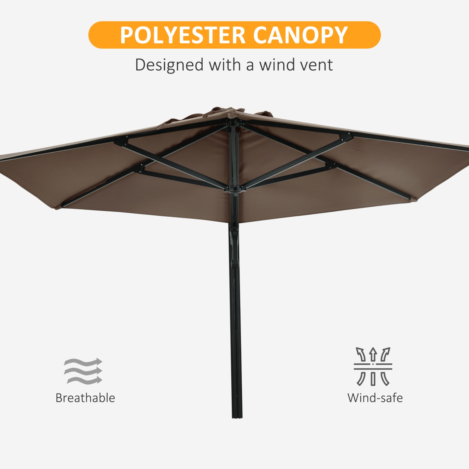 Outsunny 8 ft Wall-Mounted Parasol with Aluminum Pole, 180° Rotatable Wall Patio Umbrella, Adjustable Sunshade for Outdoor, Garden, Balcony, Yard,