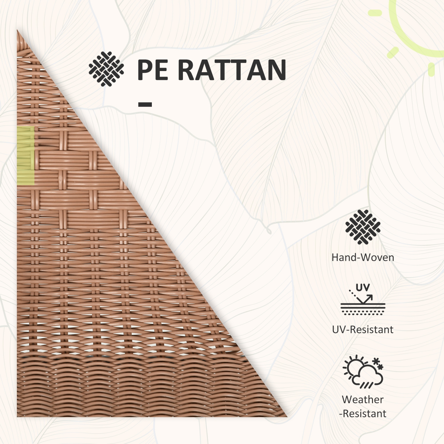 Ensemble de meubles de patio en osier de 3 pièces Outsunny, ensemble bistro en rotin avec table basse et chaises empilables, ensemble de détente