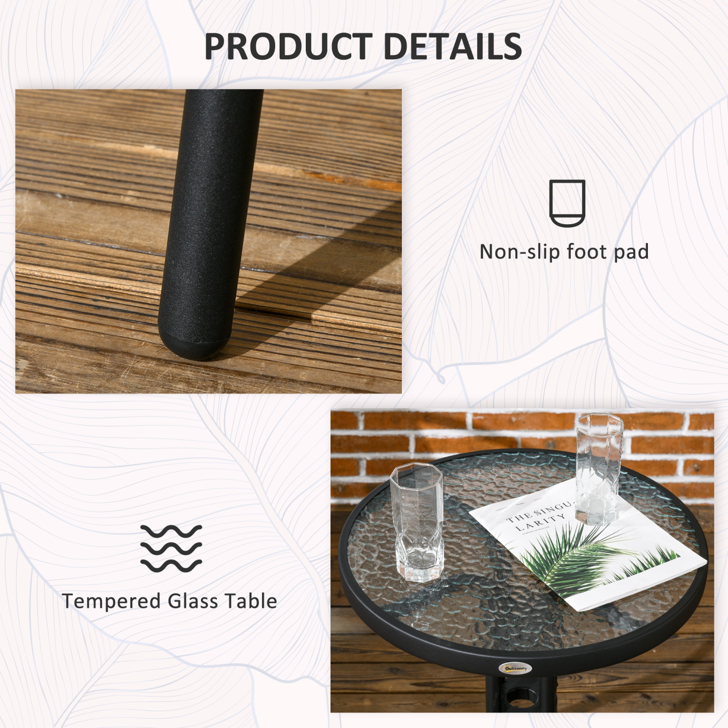 Ensemble de meubles de patio en osier de 3 pièces Outsunny, ensemble bistro en rotin avec table basse et chaises empilables, ensemble de détente